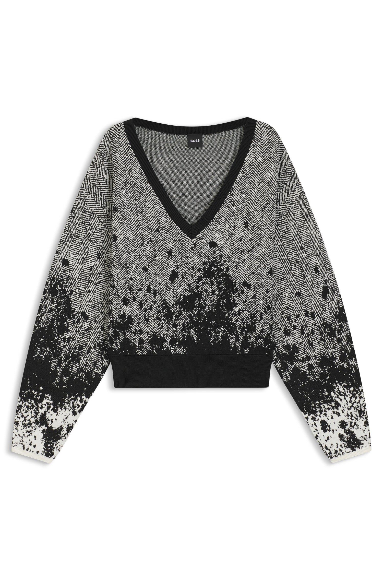 BOSS Pullover Aus Stretch-Garnen Mit V-Ausschnitt in Grau Lyst DE