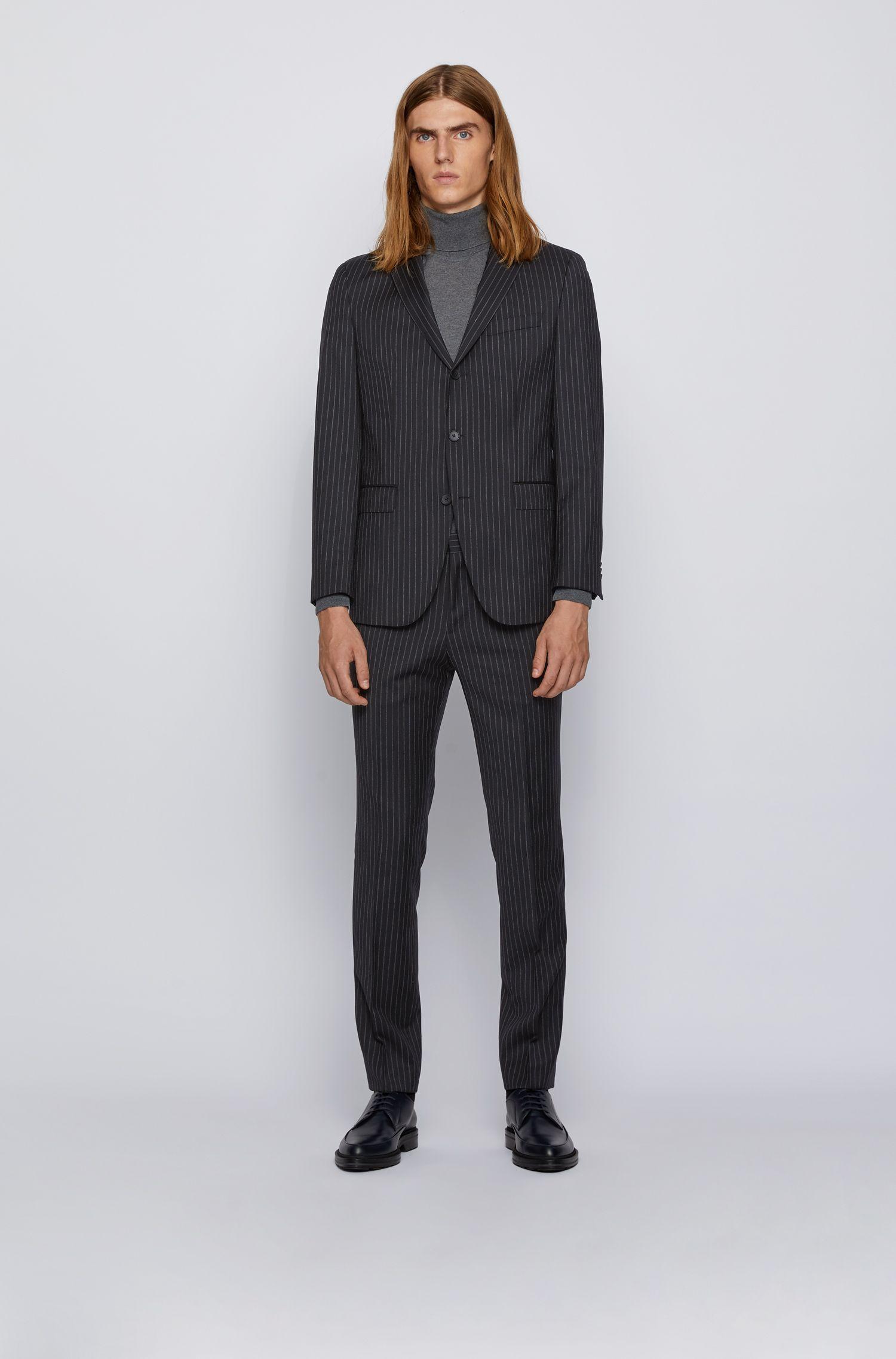BOSS by Hugo Boss Slim Fit Suit In Striped Virgin Wool in Black for Men ...