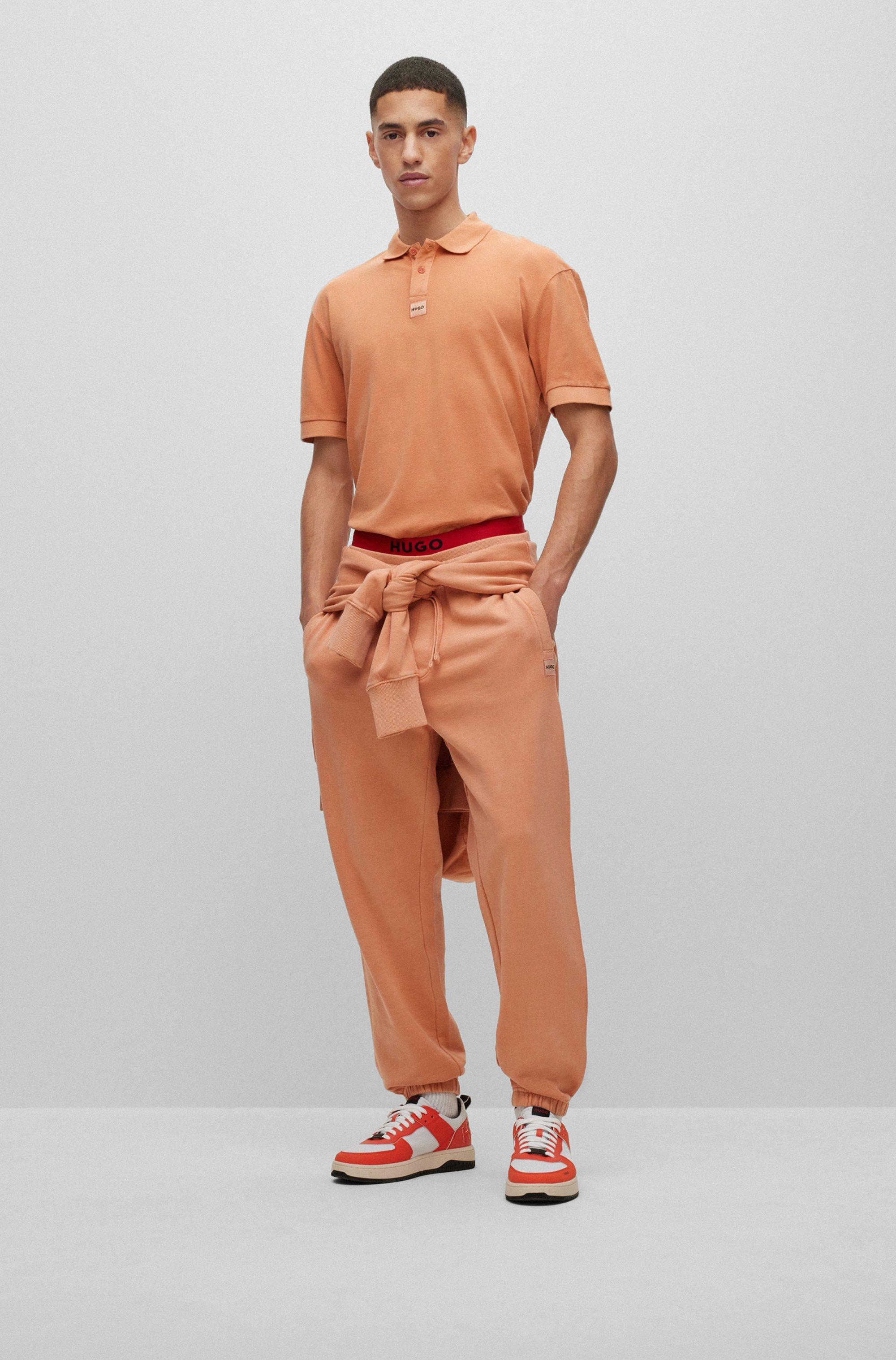 BOSS by HUGO BOSS Cotton-piqué Polo Shirt With Logo Label Orange for Men | Lyst