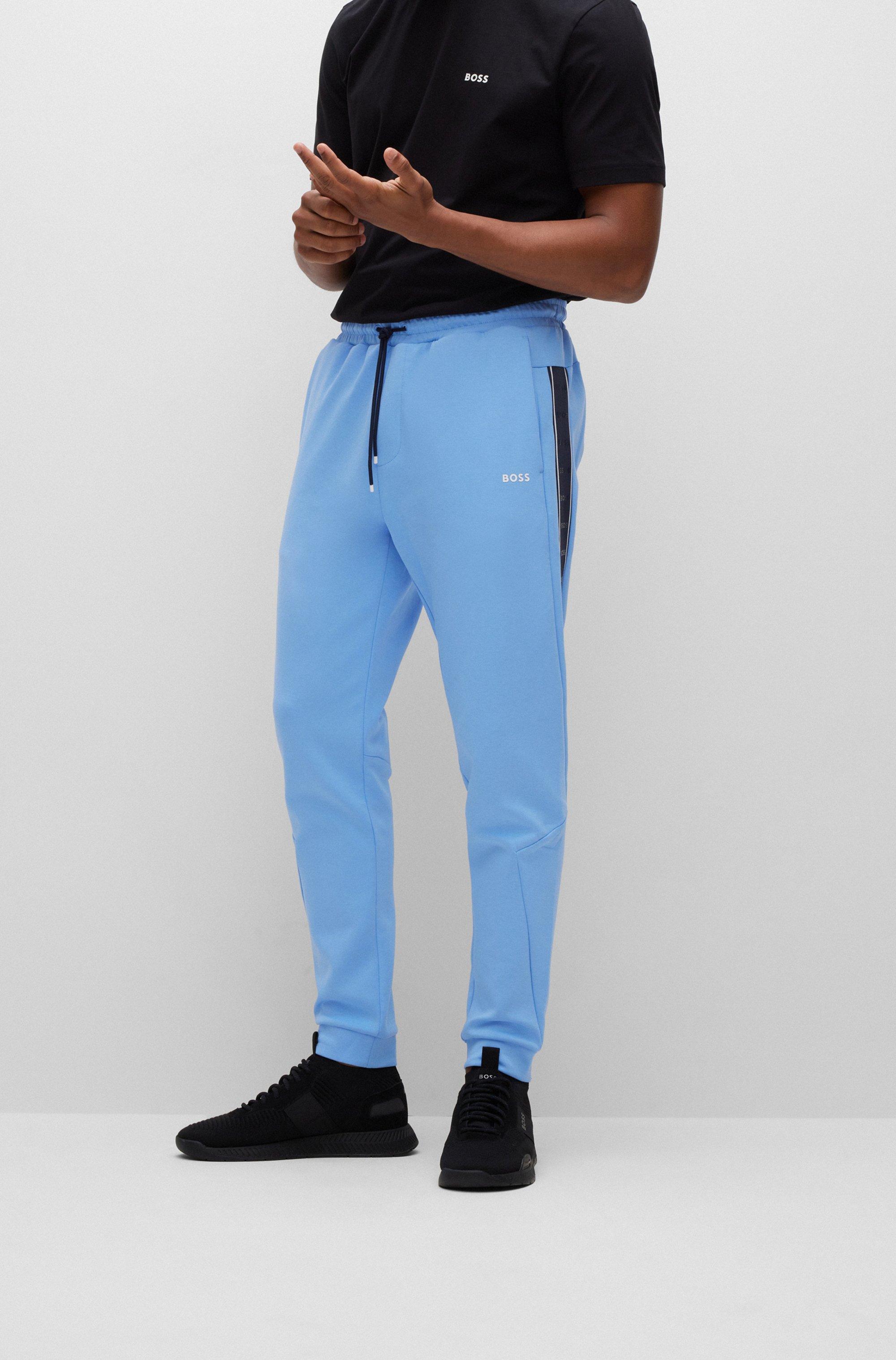 BOSS by HUGO BOSS Cotton-blend Tracksuit Bottoms With Logo-tape Inserts in  Blue for Men | Lyst