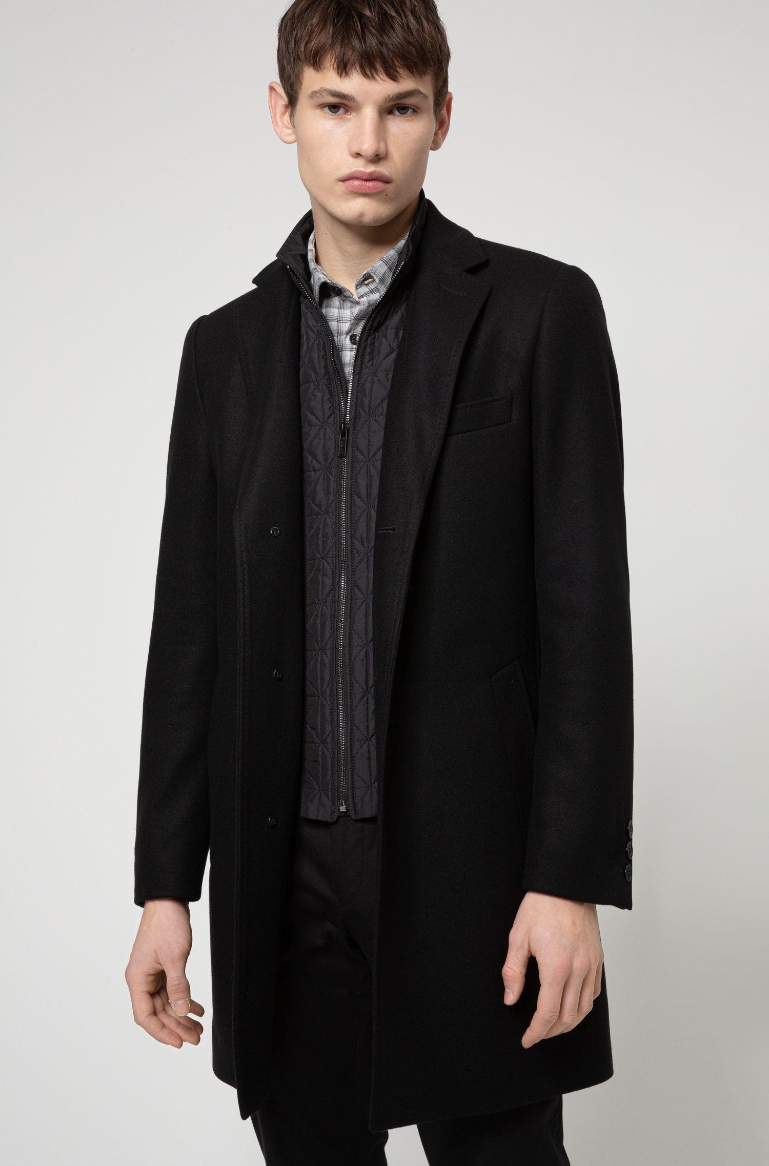 BOSS by Hugo Boss Virgin Wool Blend Coat With Padded Undershirt in ...