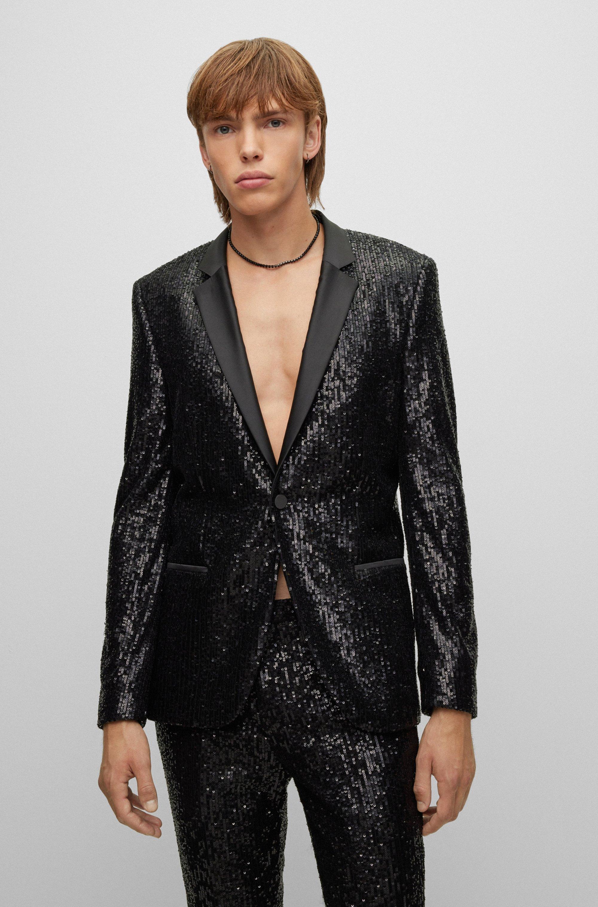 BOSS by HUGO BOSS Sequined Tuxedo Jacket Slim Fit in Black for Men | Lyst
