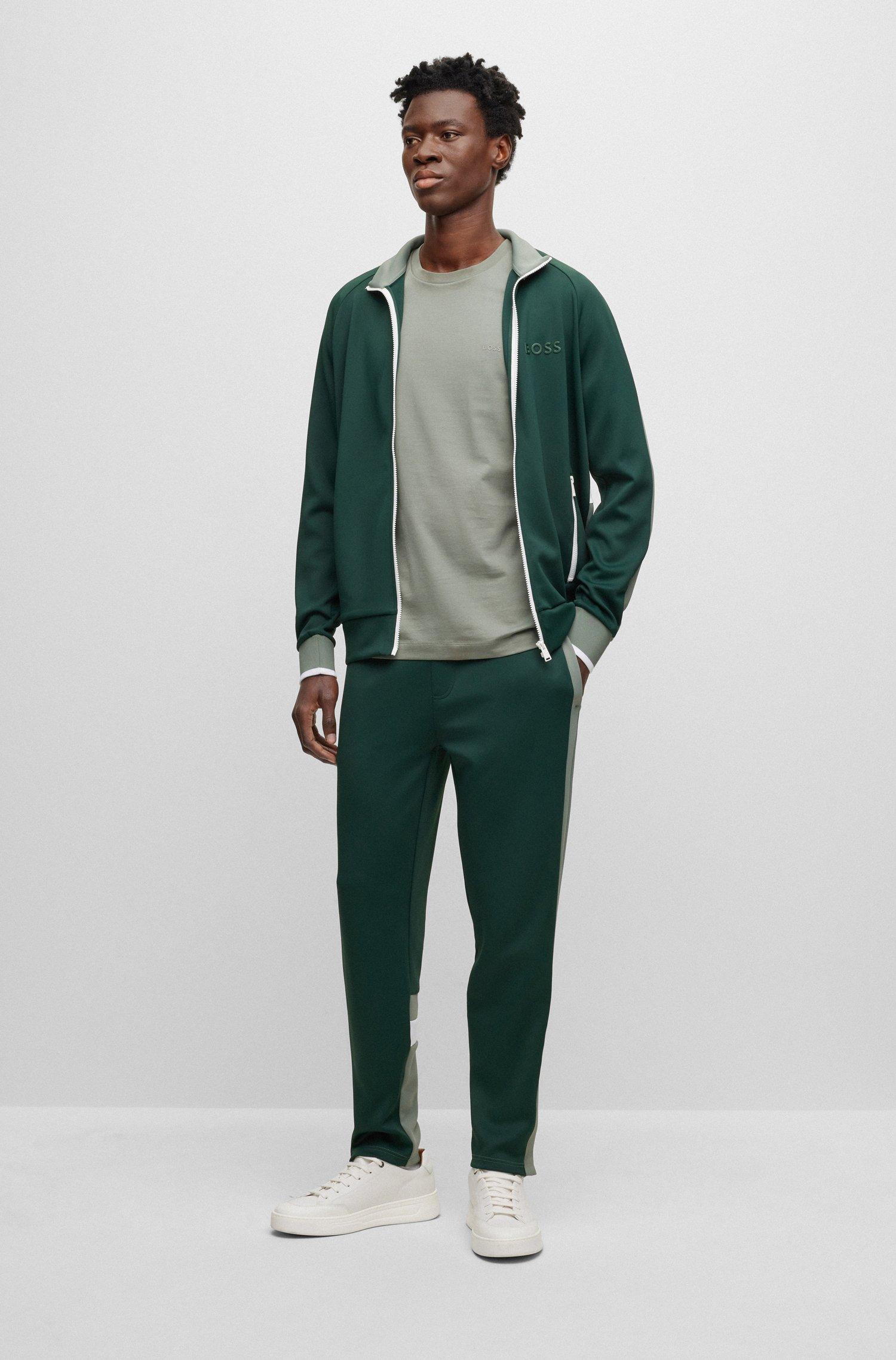 BOSS Regular-fit Tracksuit Bottoms With Colour-blocking in Green for Men |  Lyst Australia