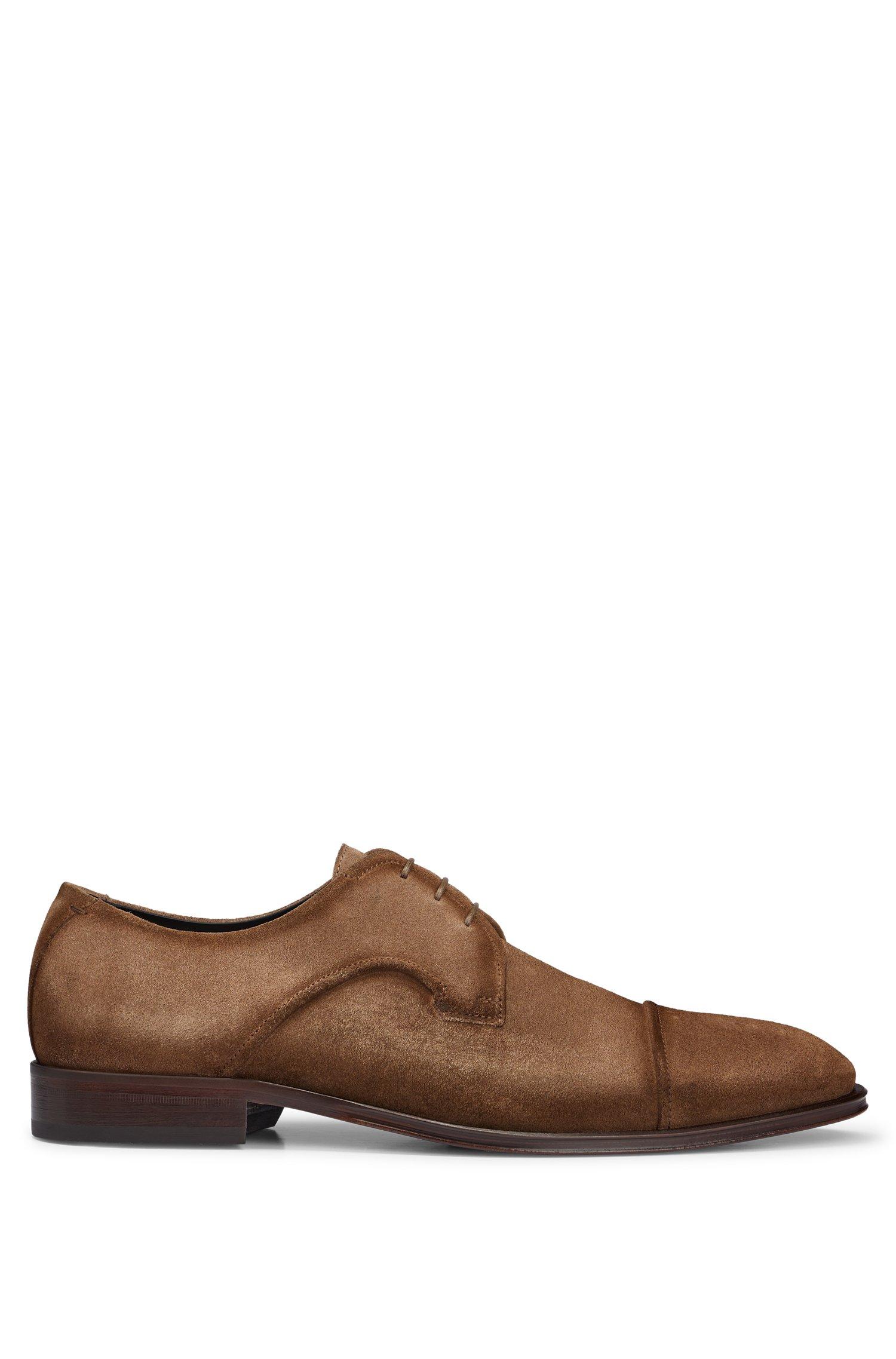 BOSS by HUGO BOSS Italian made Suede Derby Shoes With Cap toe