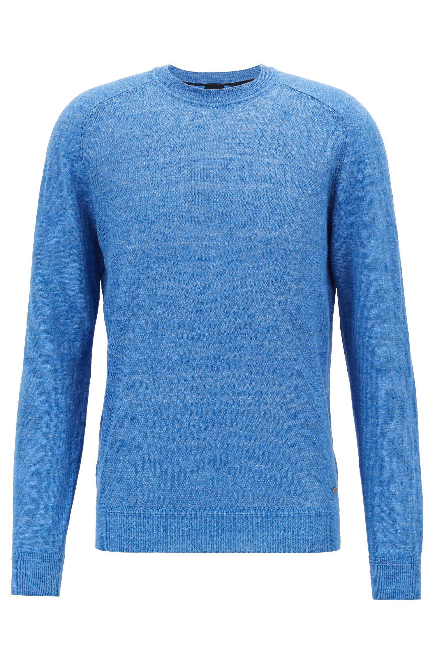 BOSS Knit Linen Sweater in Light/Pastel Blue (Blue) for Men - Lyst