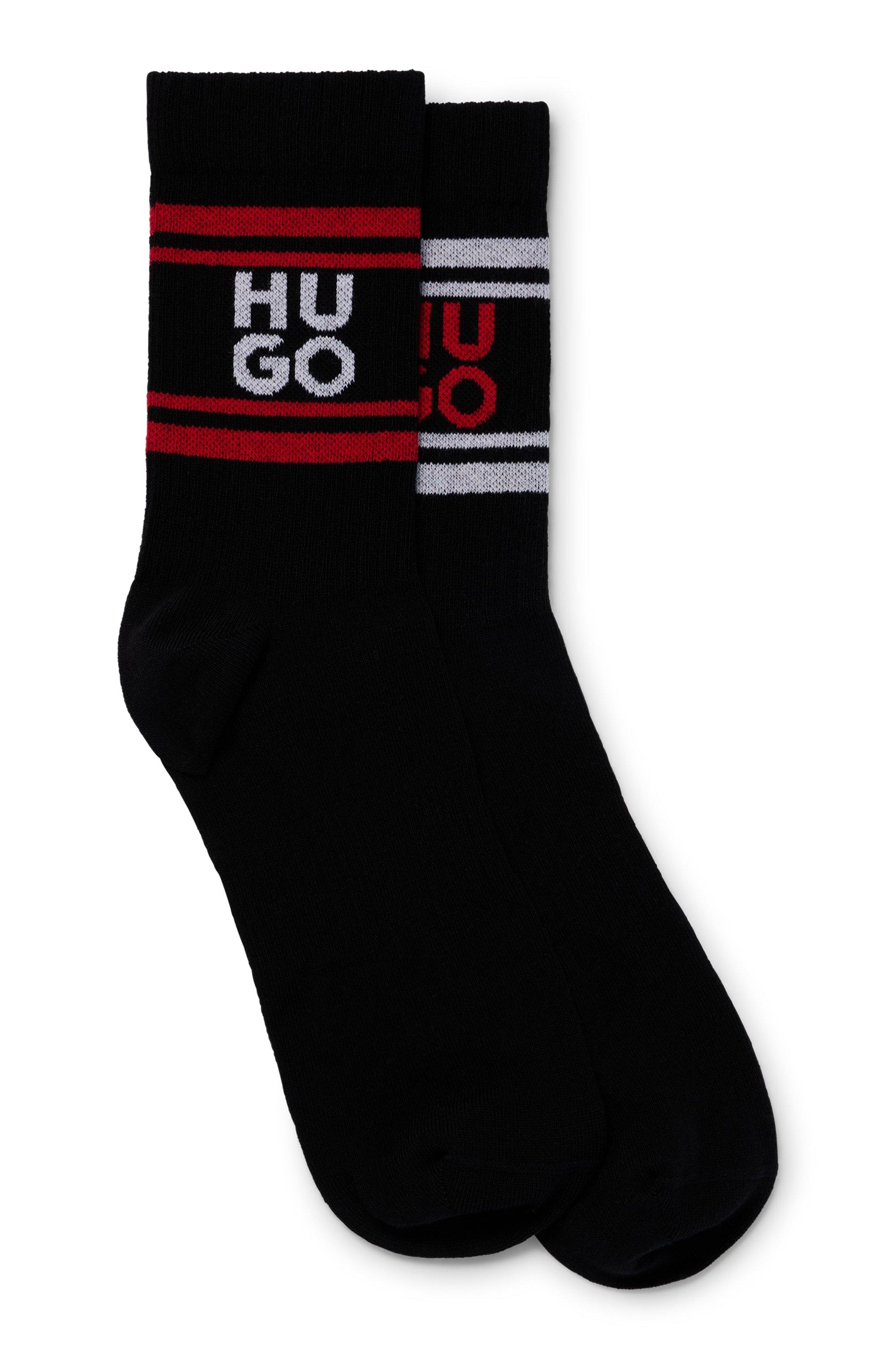 BOSS by HUGO BOSS Stacked 2-pack Quarter Length Logo Socks in Black for Men  | Lyst
