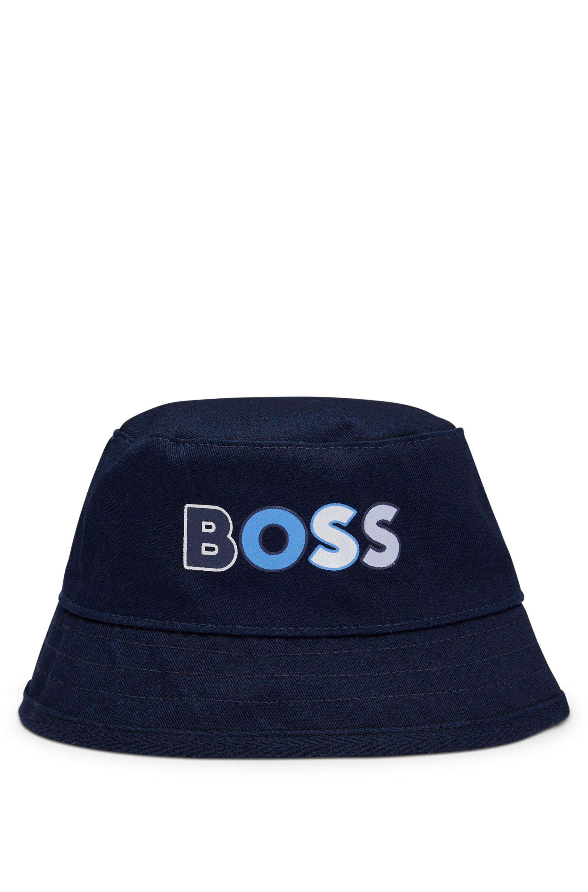 BOSS by HUGO BOSS Baby Bucket Hat With Multicolored Logo Print in Blue
