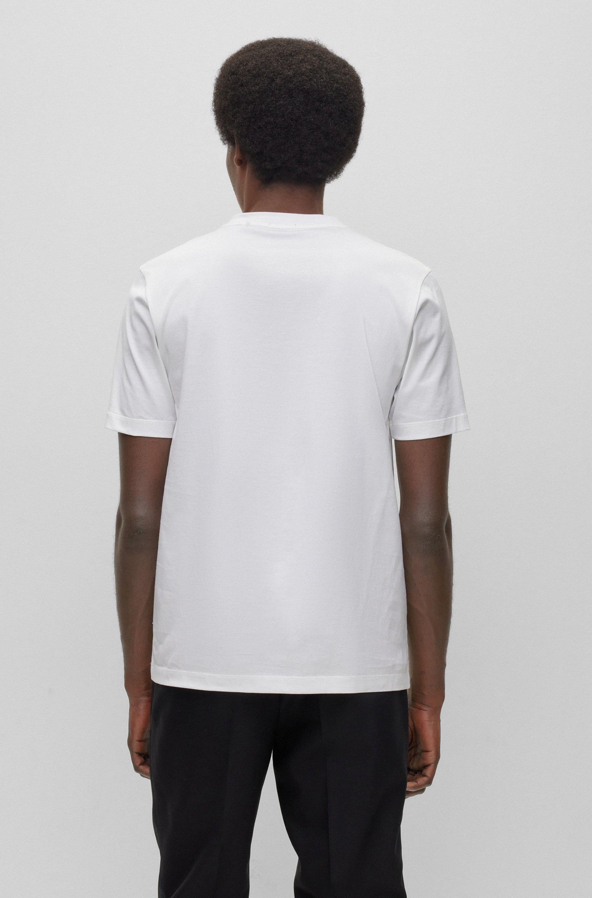 BOSS by HUGO BOSS Slim-fit T-shirt In Mercerised Cotton With Split Logo in  White for Men | Lyst