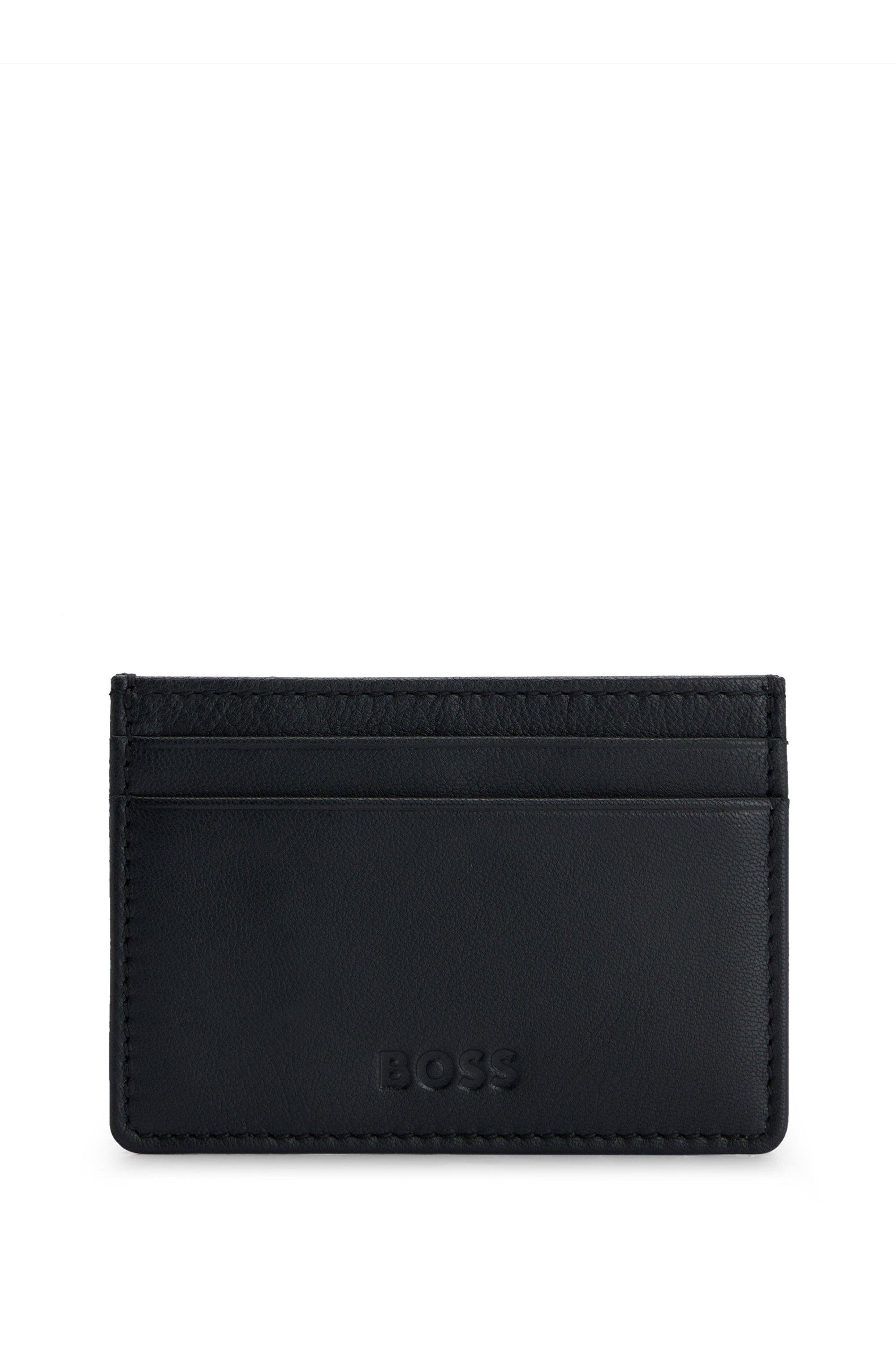 BOSS by HUGO BOSS Money Clip Card Holder In Matte Leather With Logos in ...