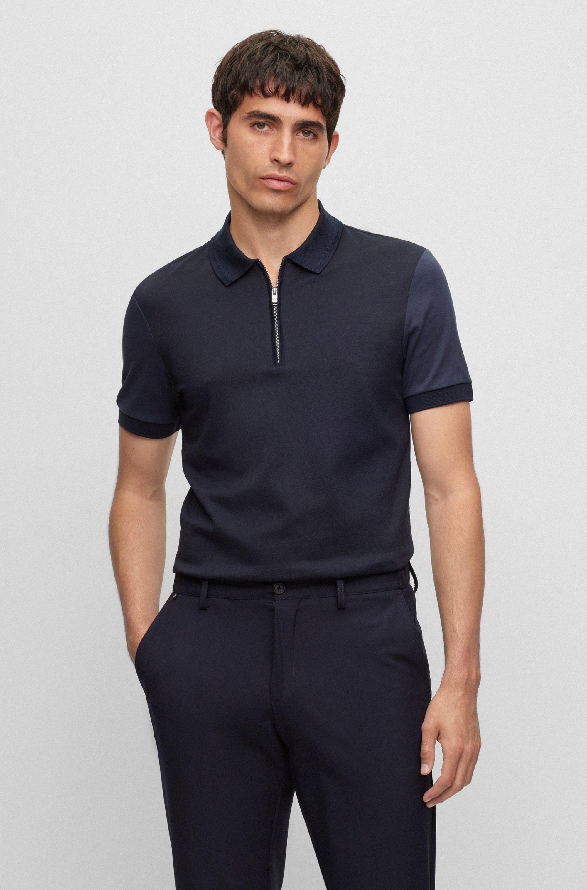BOSS by HUGO BOSS Slim-fit Mercerized-cotton Polo Shirt With Zipped ...