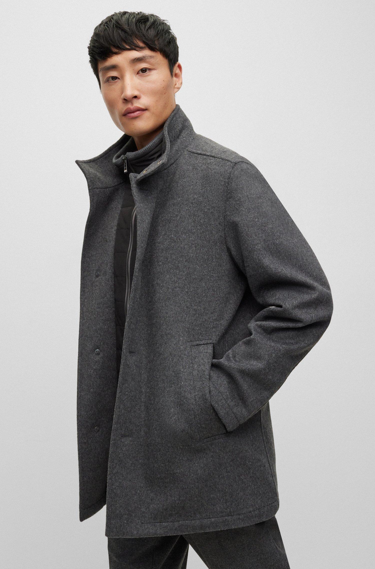 BOSS Relaxed fit Coat In Virgin Wool And Cashmere in Grey for