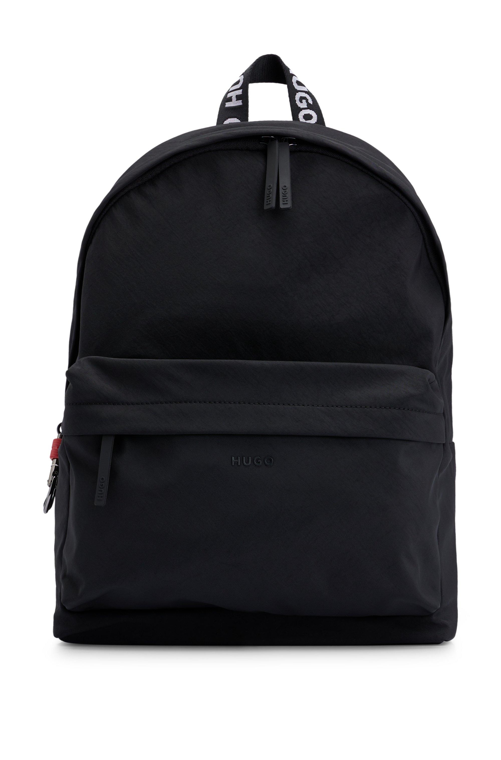 HUGO Wrinkle effect Nylon Backpack With Logo Straps in Black for