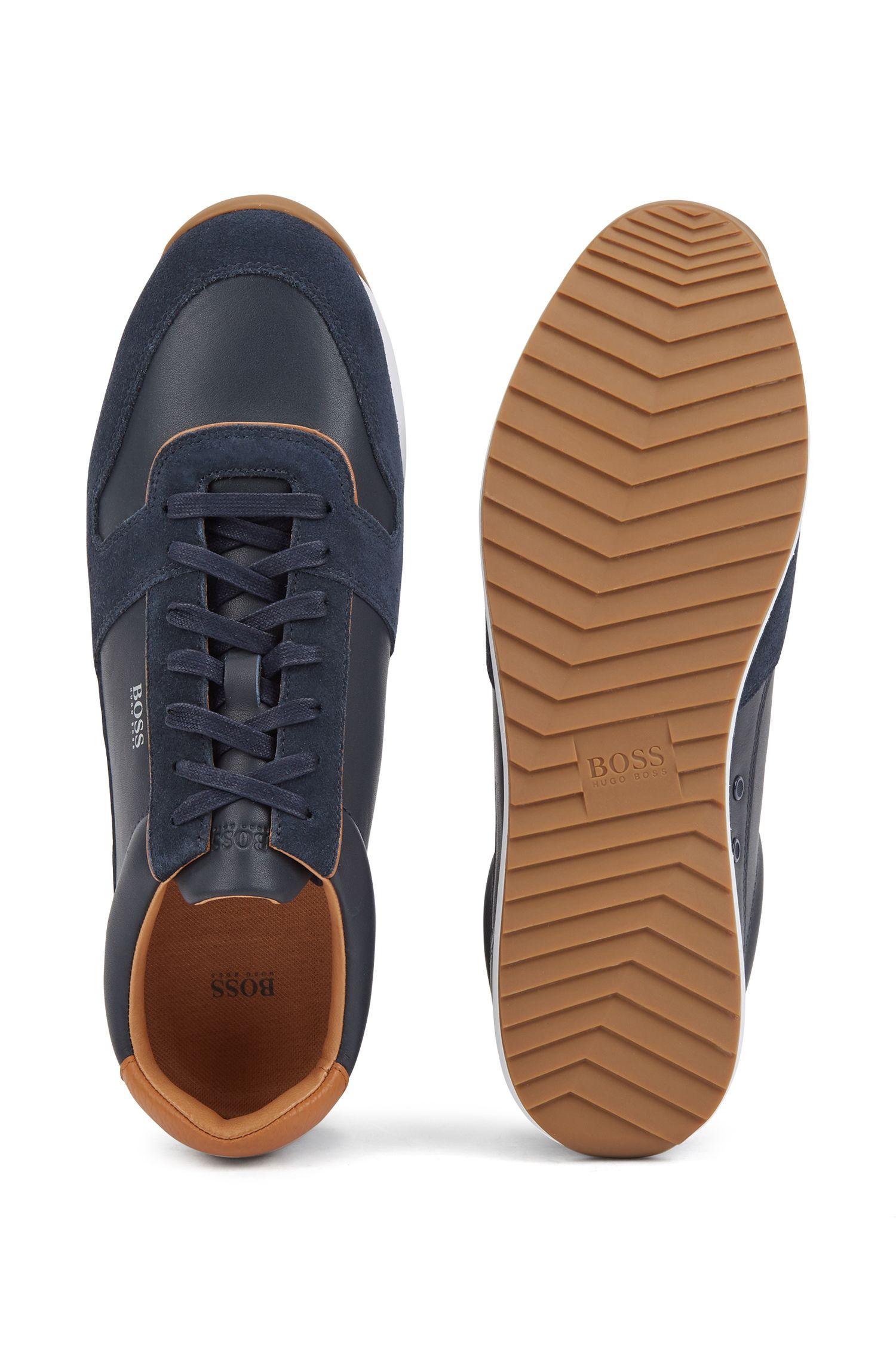 BOSS Running-inspired Sneakers In Mixed Leathers in Dark Blue (Blue ...