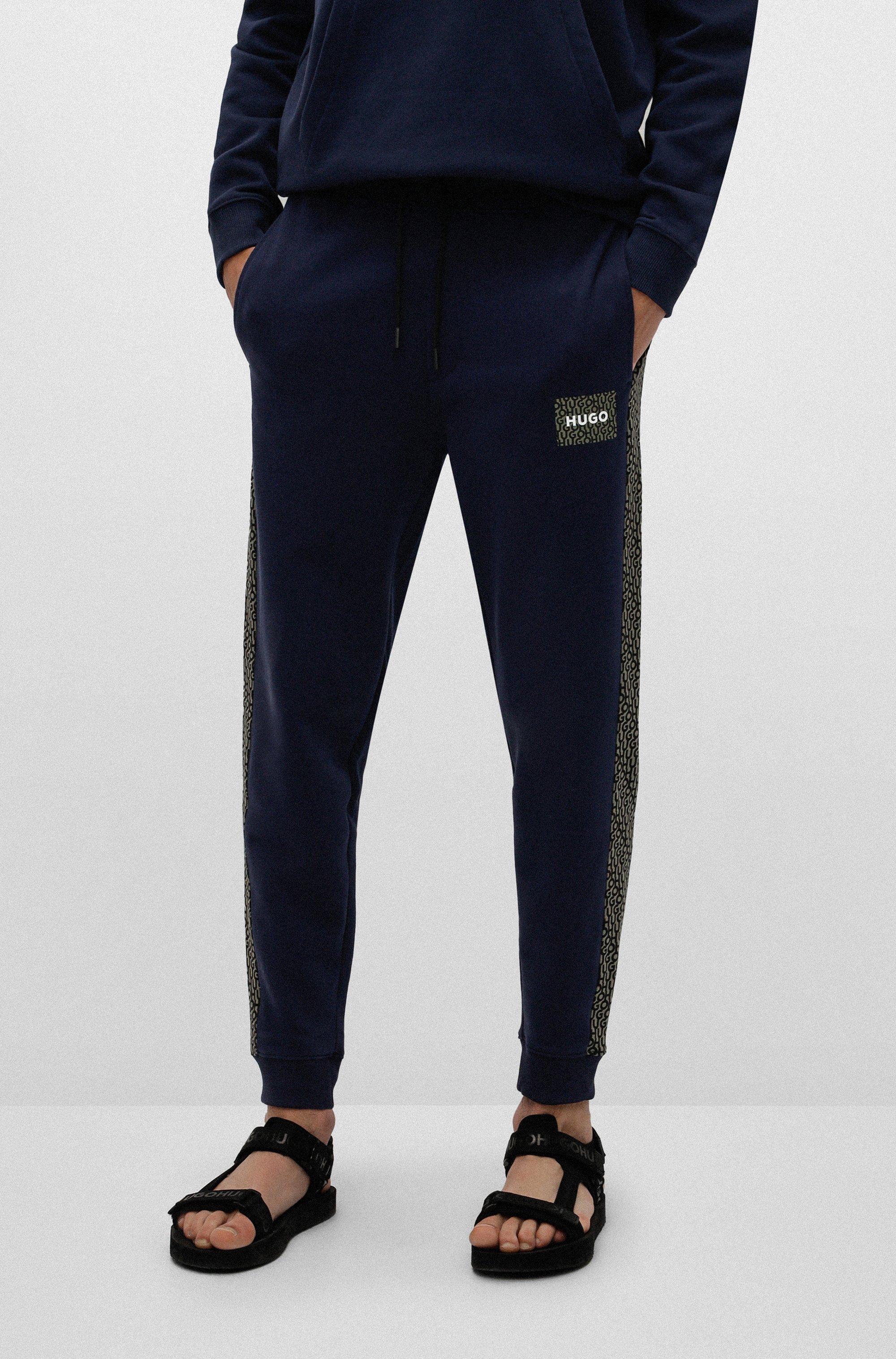 BOSS by HUGO BOSS Cotton-terry Tracksuit Bottoms With Logo Patch And  Inserts in Dark Blue (Blue) for Men | Lyst