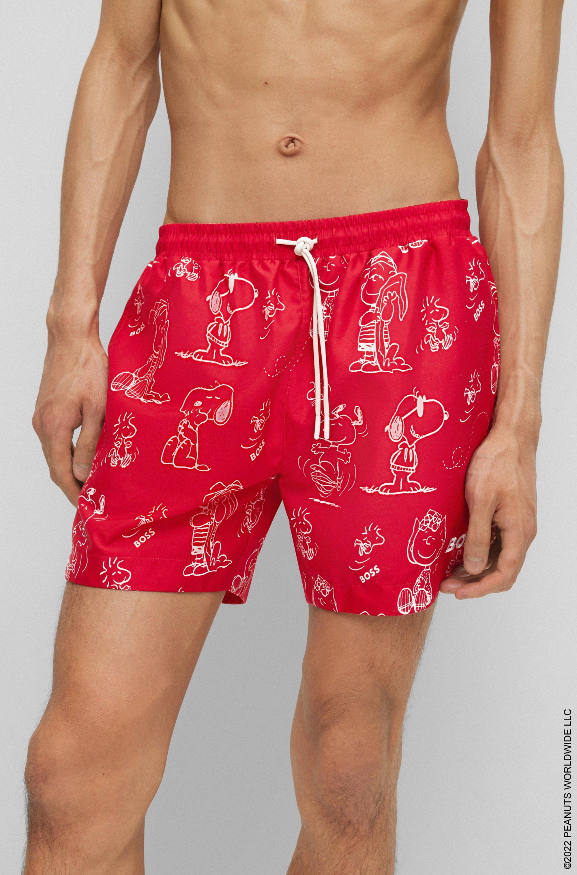 BOSS by HUGO BOSS X Peanuts Logo Swim Shorts With All-over Exclusive  Artwork in Red for Men | Lyst
