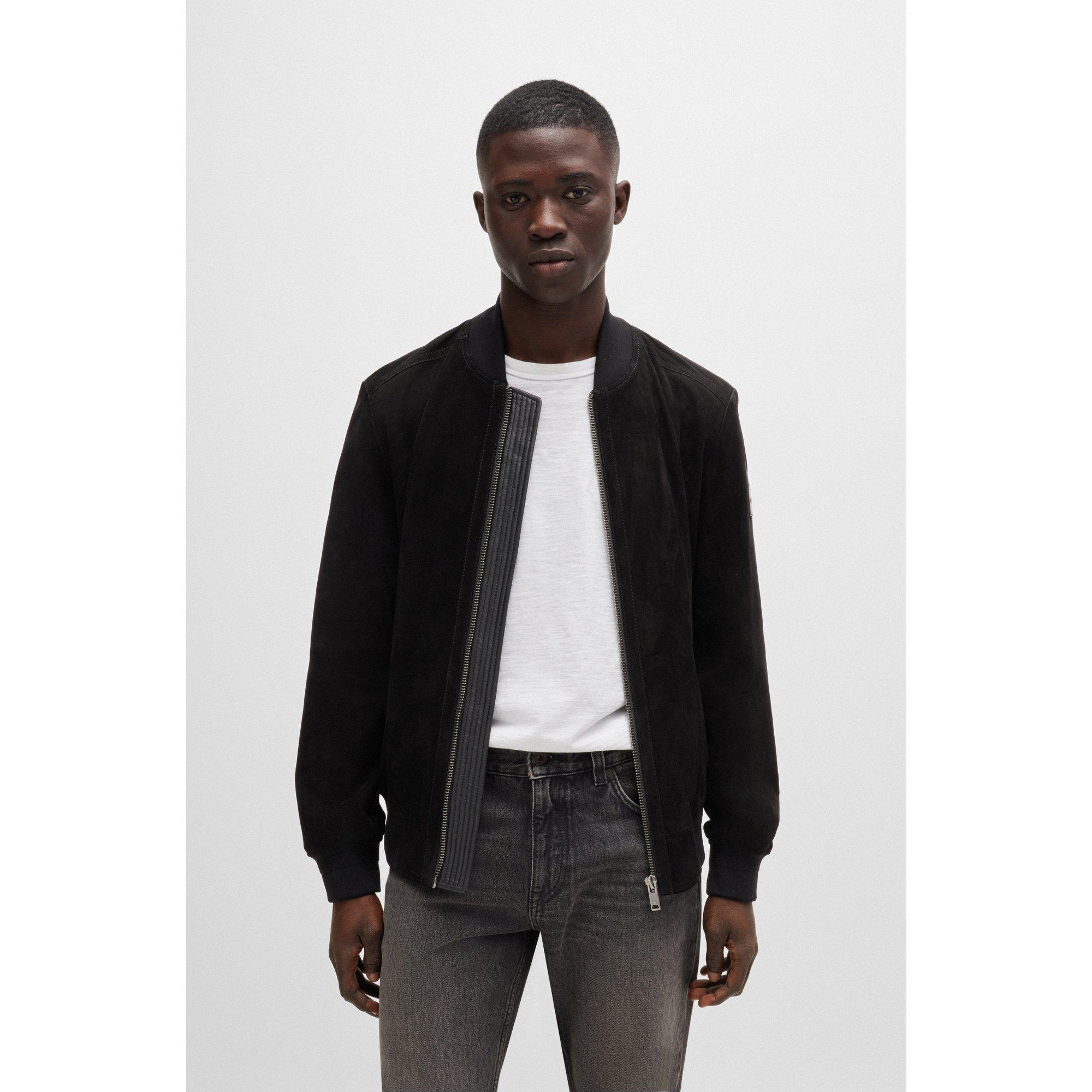 Black suede bomber online