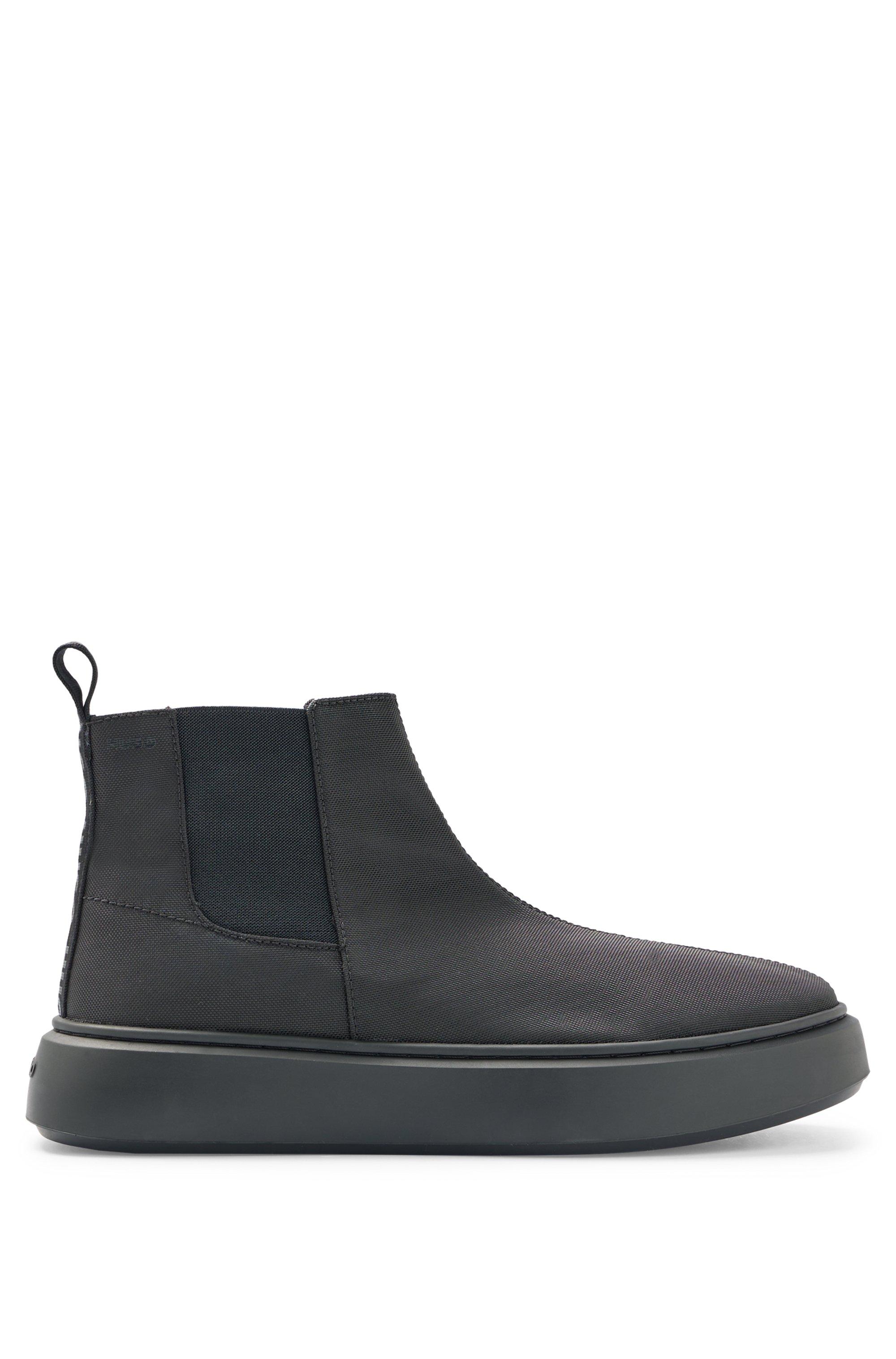 HUGO Cupsole Chelsea Boots With Branded Tape in Black for Men | Lyst