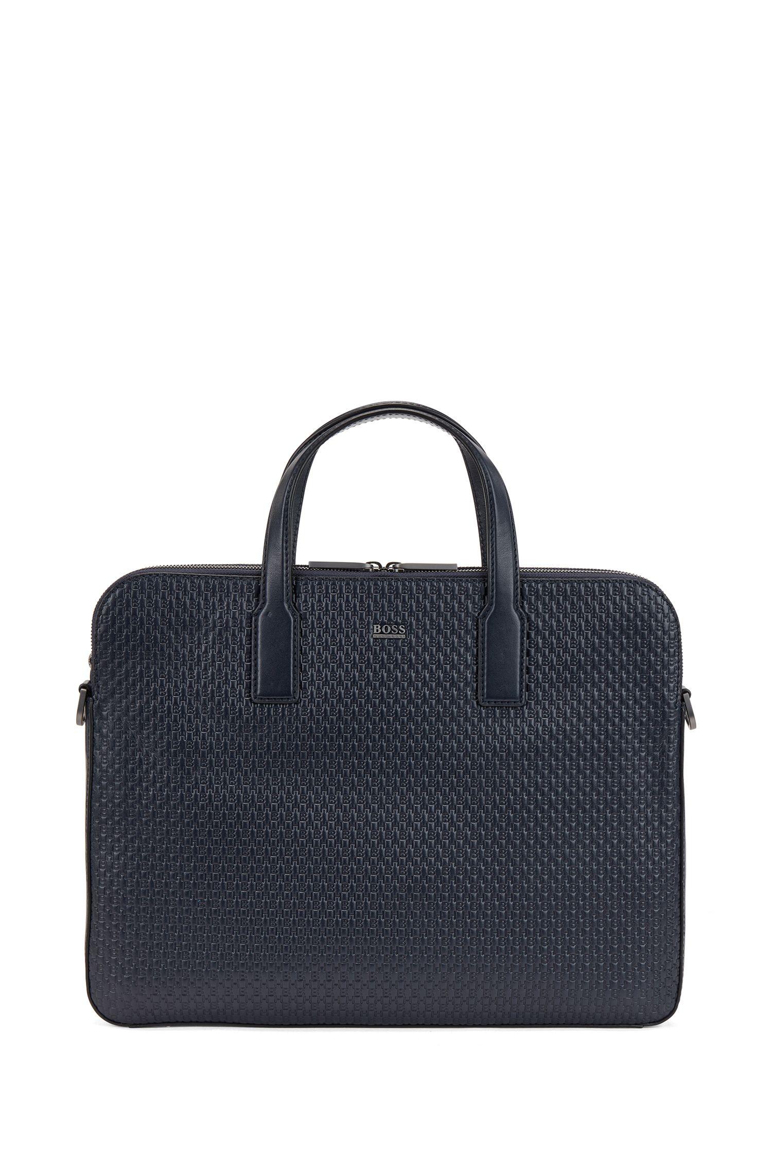 BOSS by Hugo Boss Document Case In Monogram Printed Italian Leather in Dark Blue (Blue) for Men