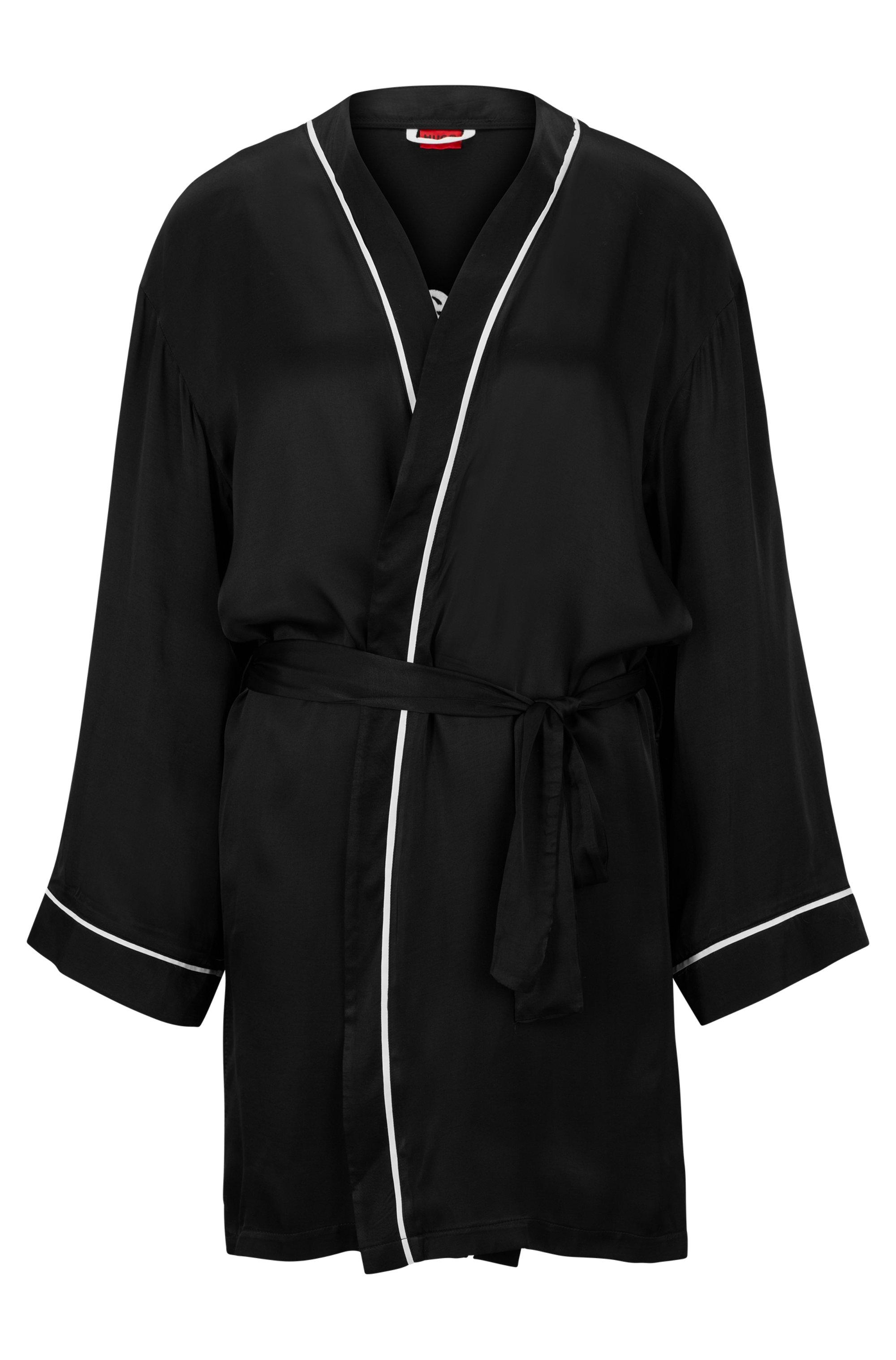 BOSS by HUGO BOSS Contrastpiped Dressing Gown With Handwritten Logo in