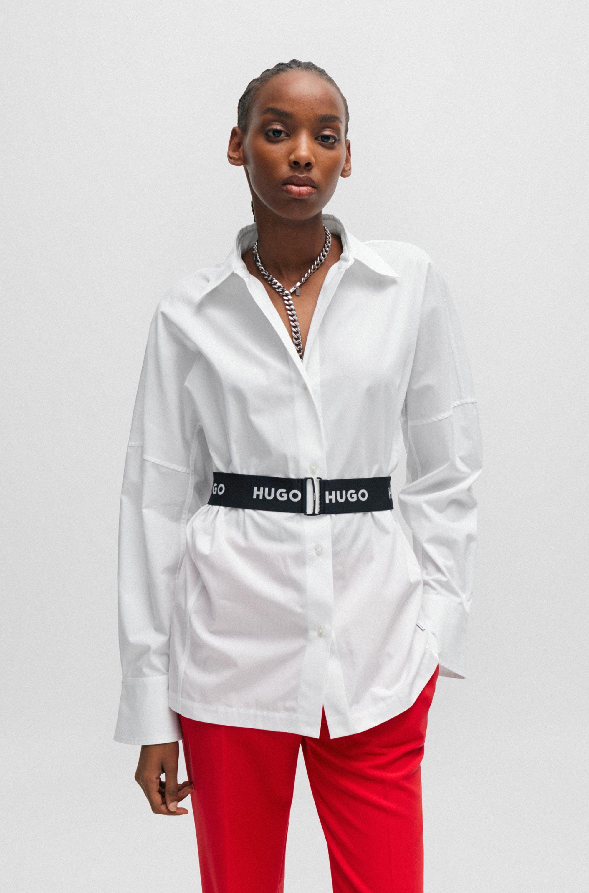 Chemisier Regular Fit avec ceinture elastique logotee HUGO en coloris Blanc Lyst