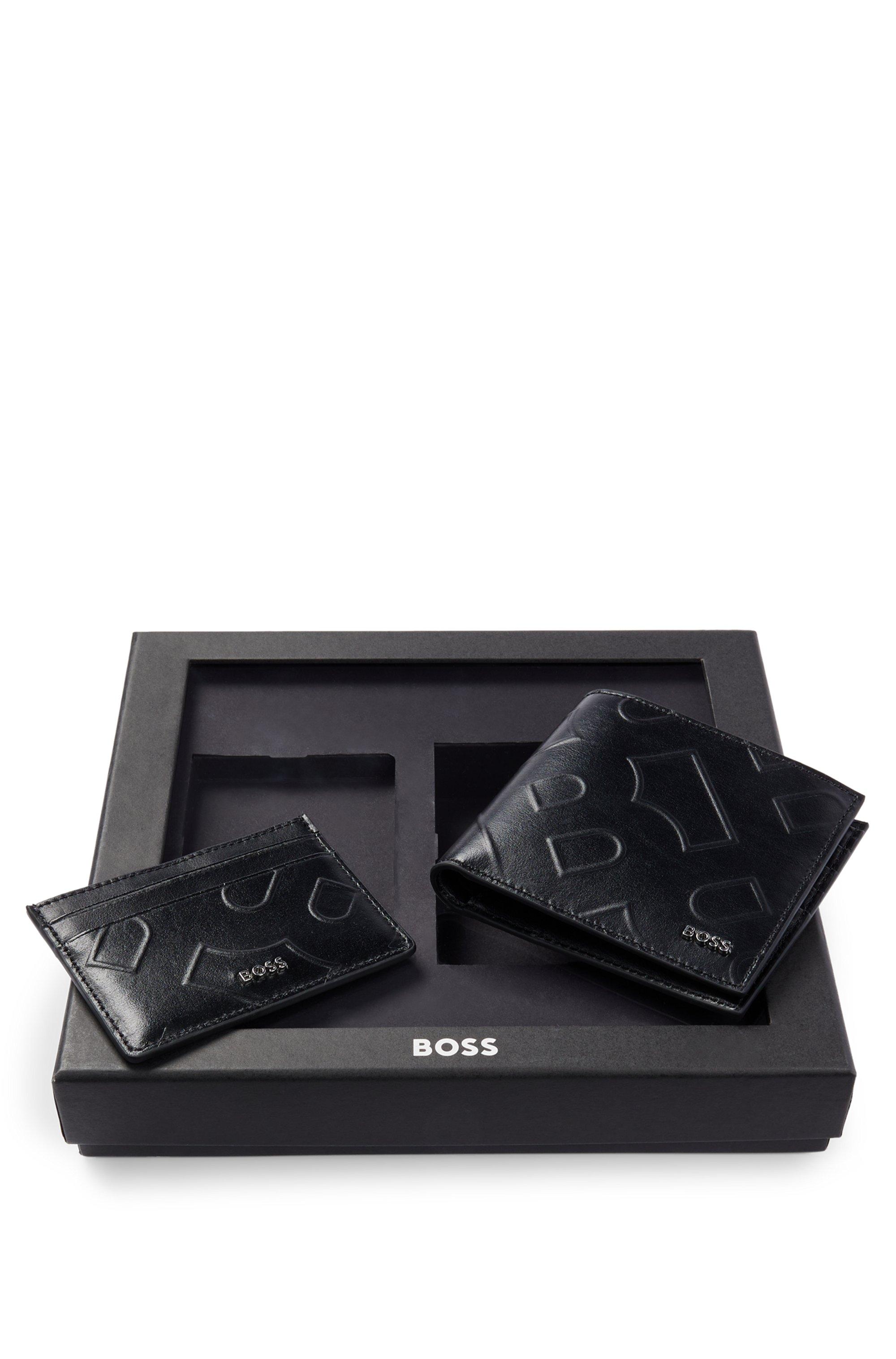 Coffret cadeau avec portefeuille et porte-cartes en cuir ornés d'un  monogramme emé BOSS by HUGO BOSS pour homme en coloris Noir | Lyst