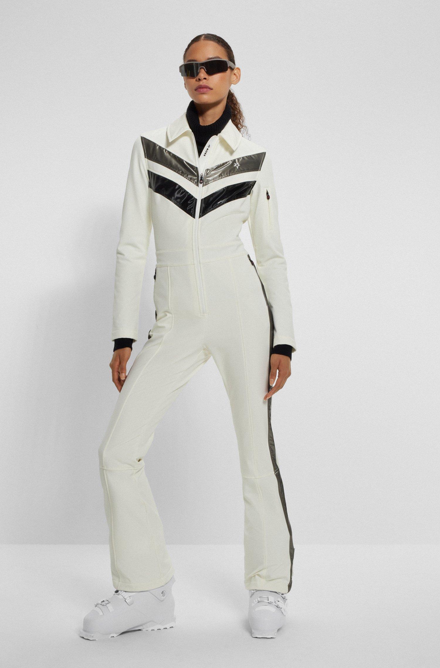 BOSS X Perfect Moment Branded Ski Suit With Stripes in White
