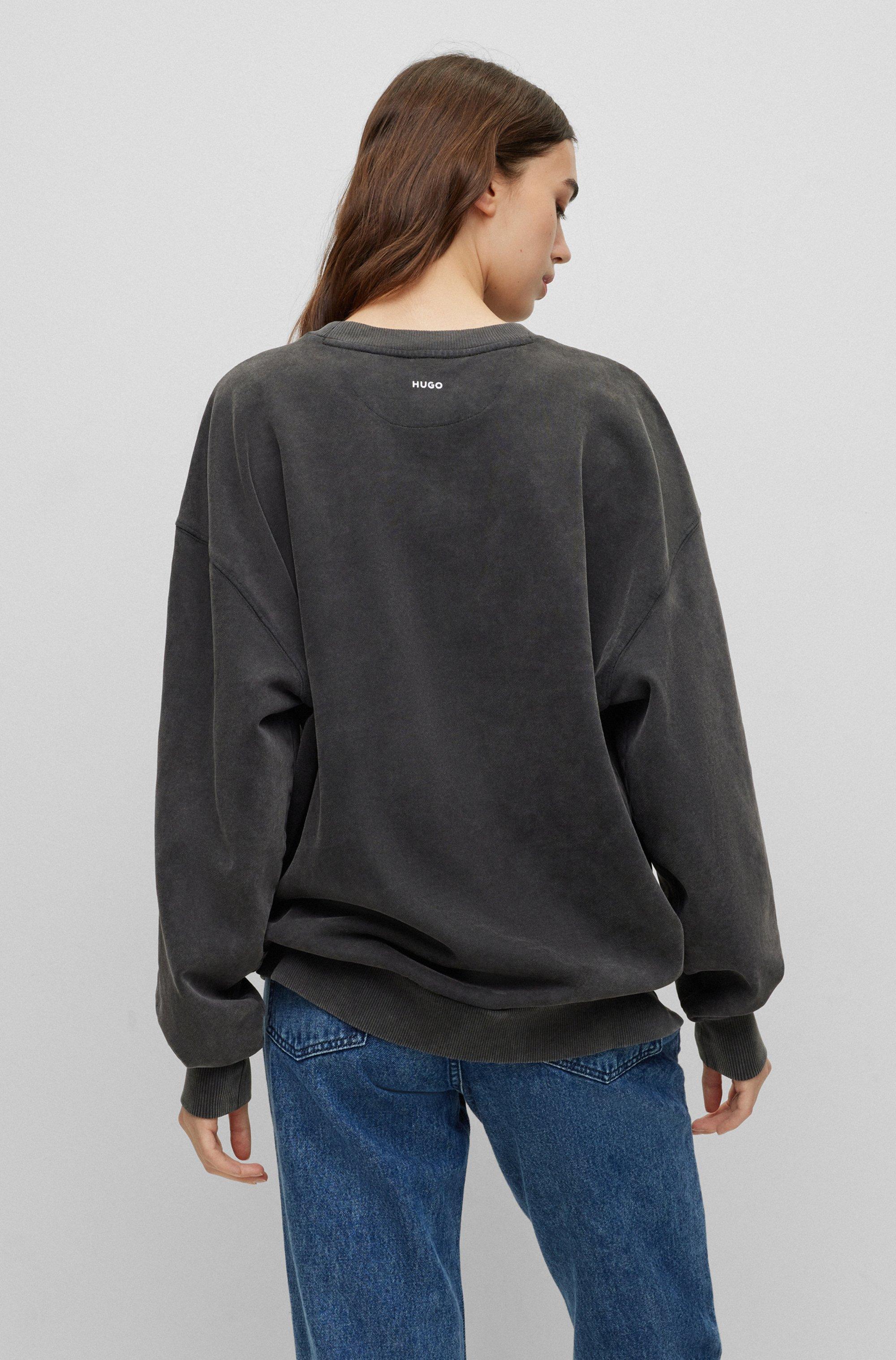 HUGO Dashimaki 3 Relaxed-Fit Sweatshirt aus angerauter Baumwolle mit Print  der Saison Schwarz M in Grau | Lyst DE