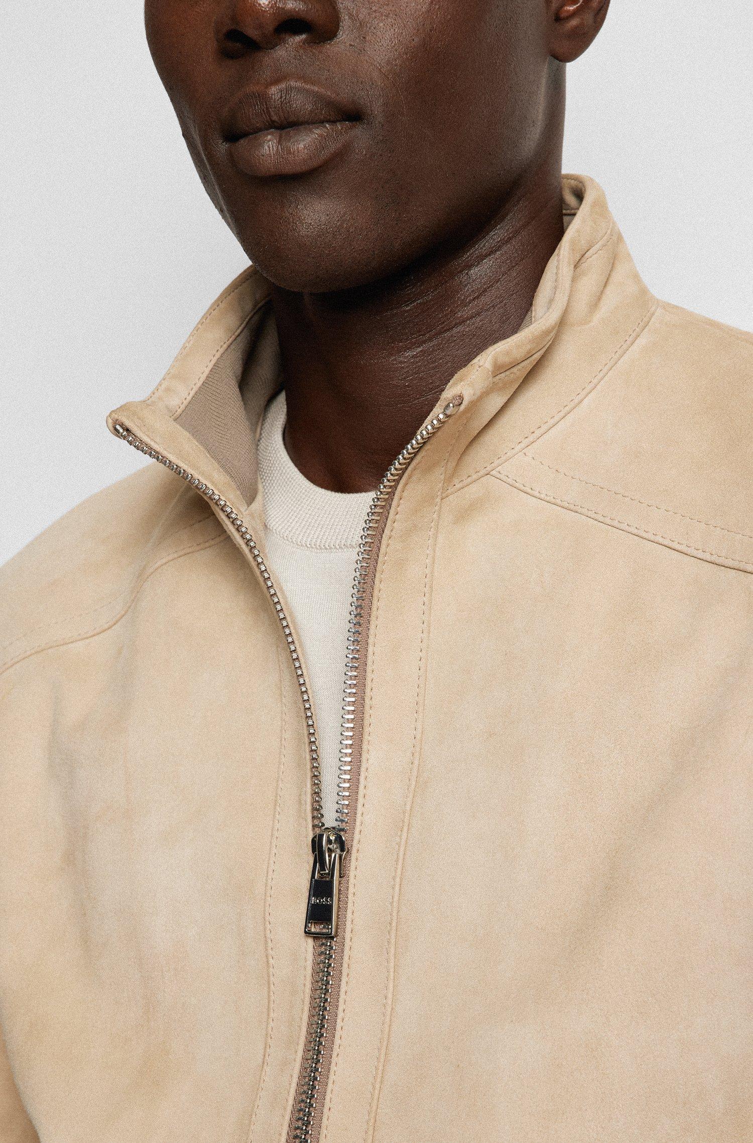 Beige suede shop bomber jacket