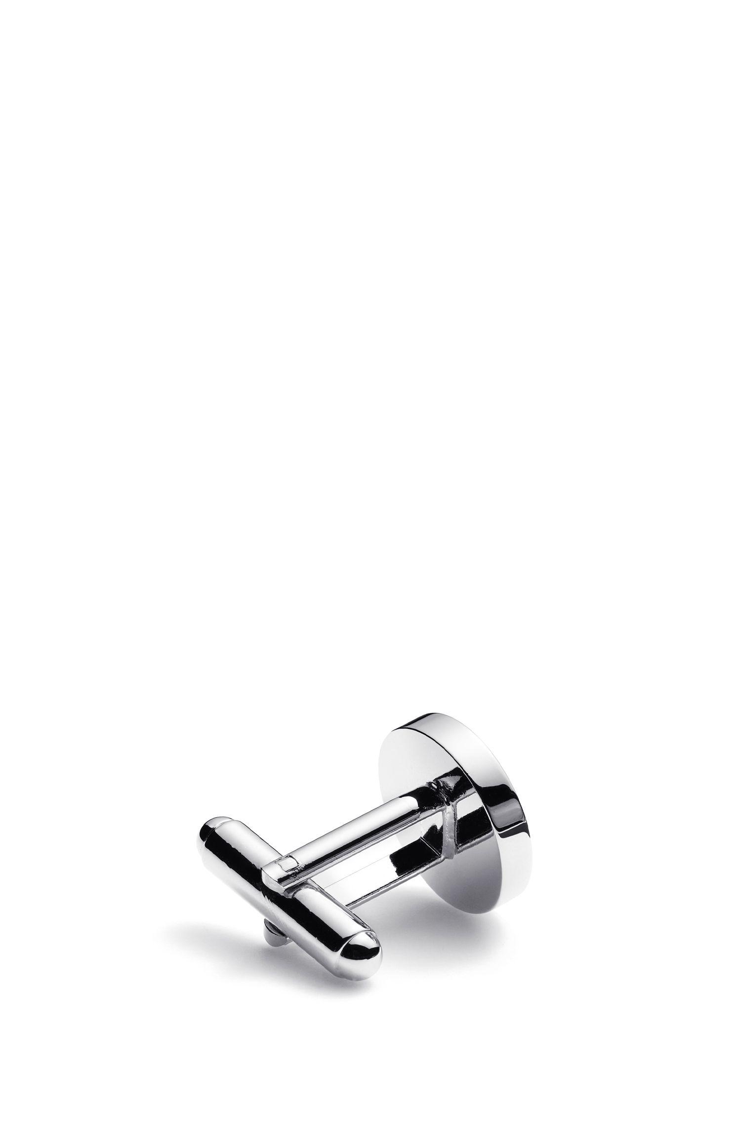 BOSS by Hugo Boss Round Polished Metal Cufflinks With Mother Of Pearl