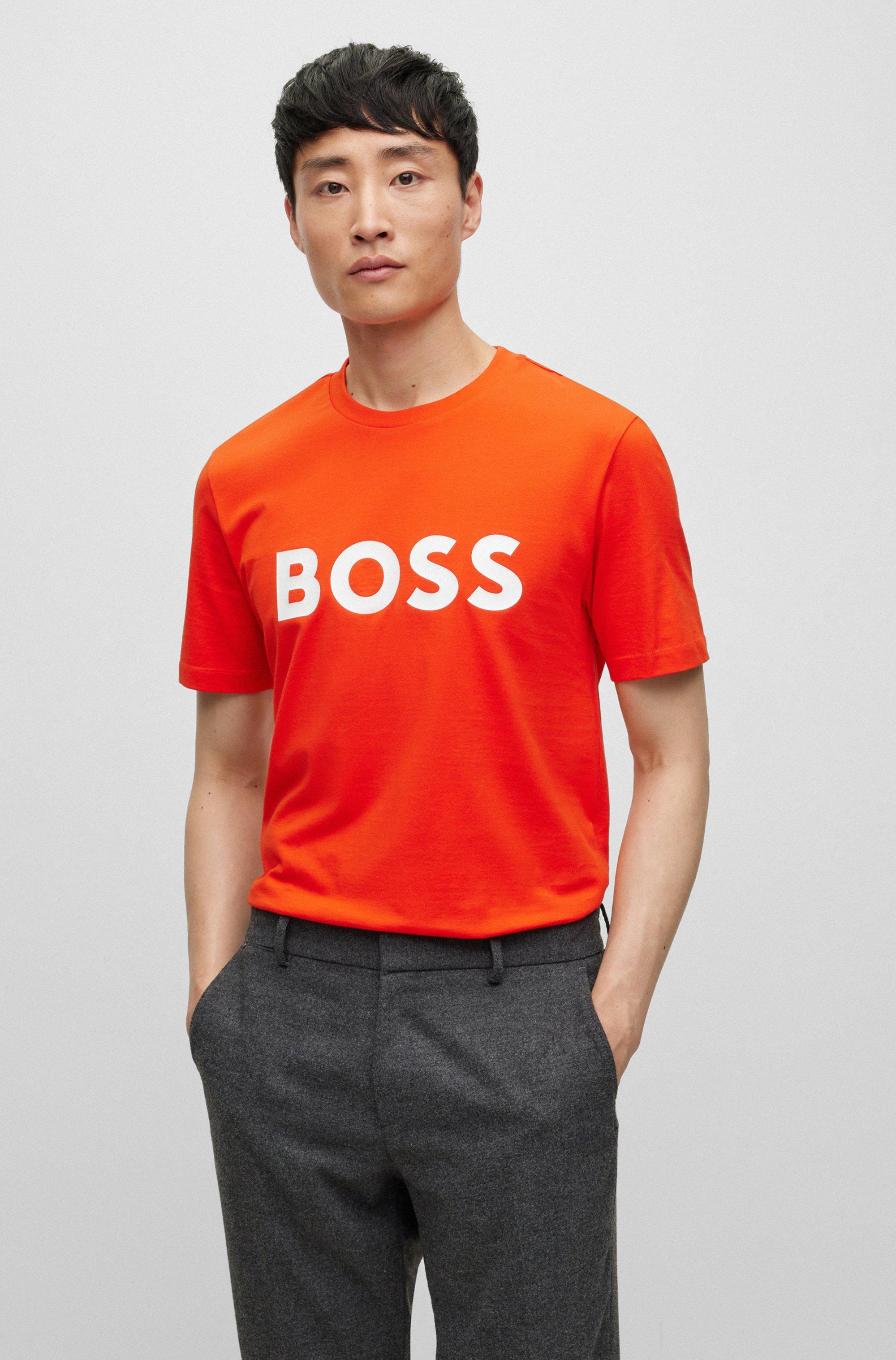 BOSS by HUGO BOSS Cotton-jersey T-shirt With Rubber-print Logo in Red for  Men | Lyst