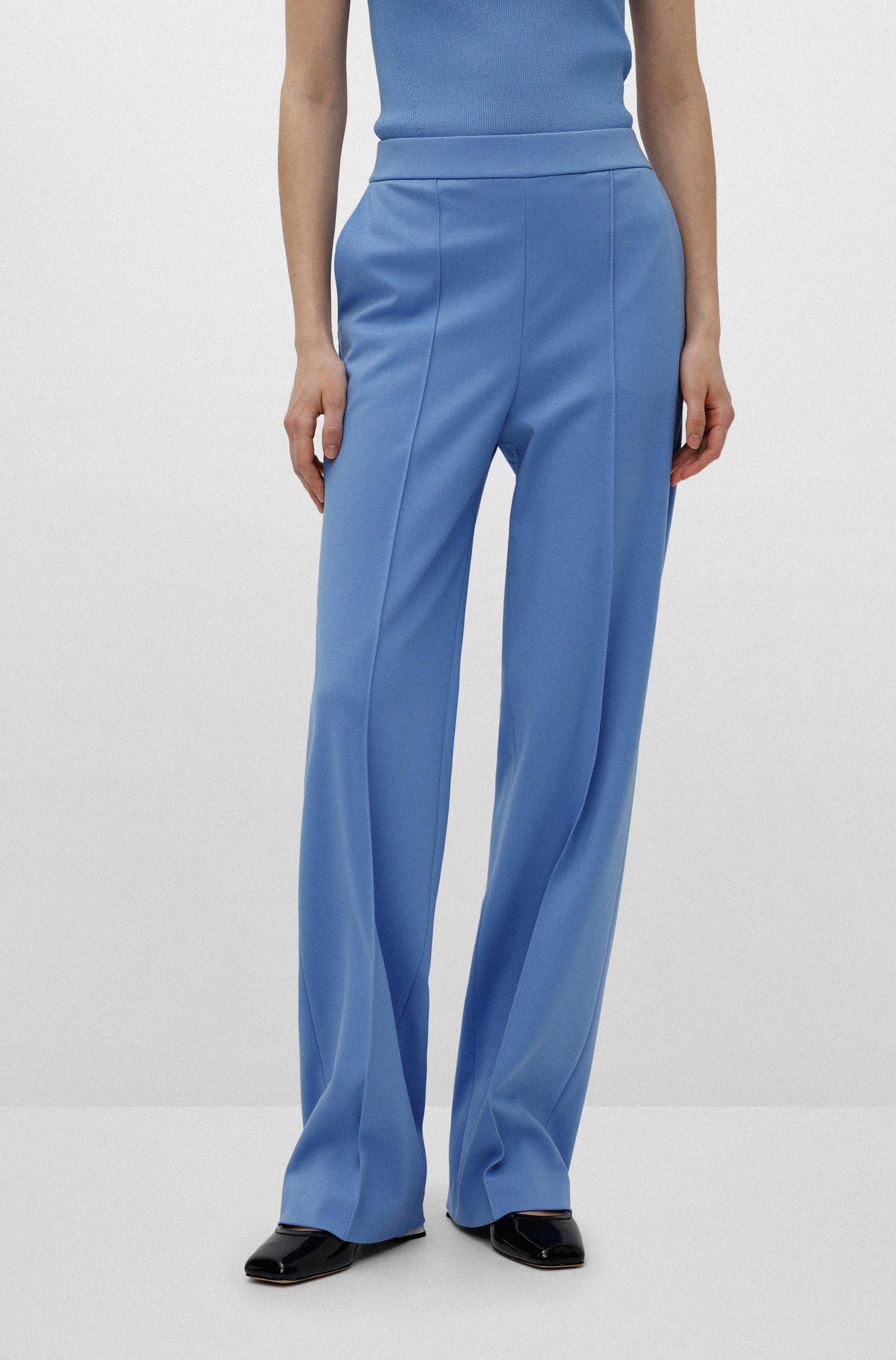 BOSS by HUGO BOSS Relaxed-fit Straight-leg Trousers In Stretch Jersey in  Blue | Lyst