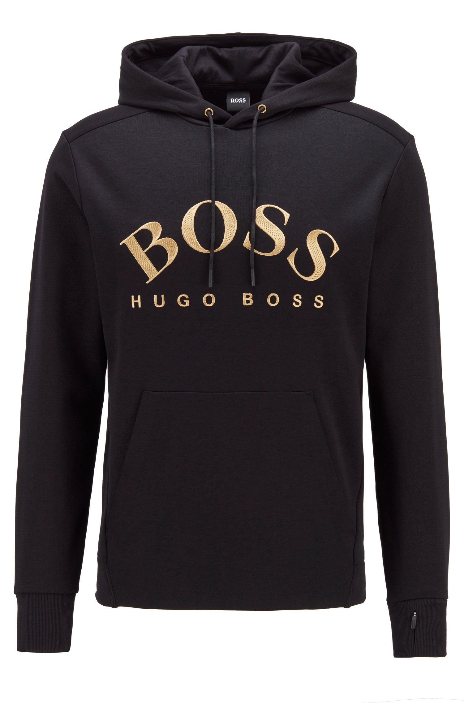 BOSS by Hugo Boss Cotton Soody Logo Hoodie, Black Hooded Sweatshirt for ...