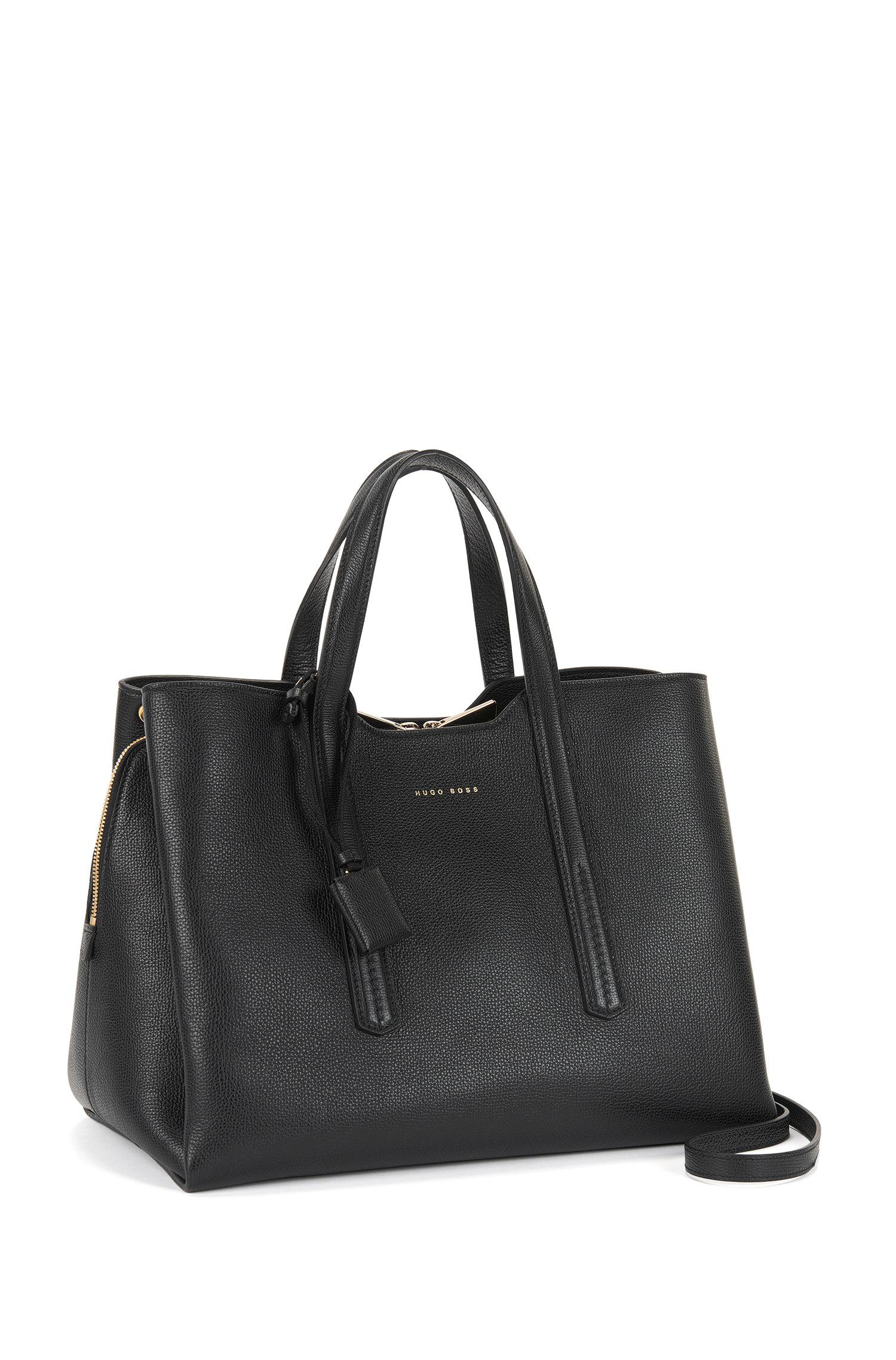 BOSS by Hugo Boss Tote Bag In Grained Italian Leather in Black Lyst