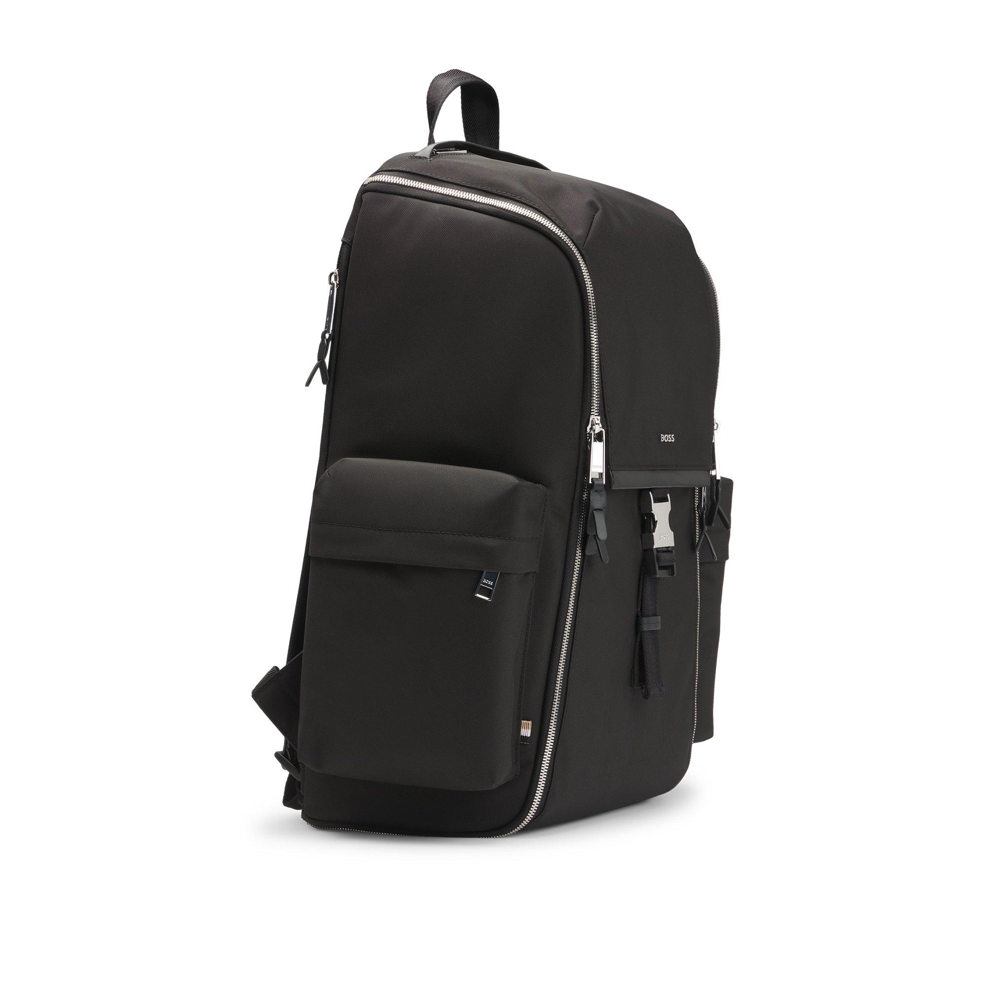 BOSS Multi-Pocket Backpack With Zip Closure And Signature Trims in