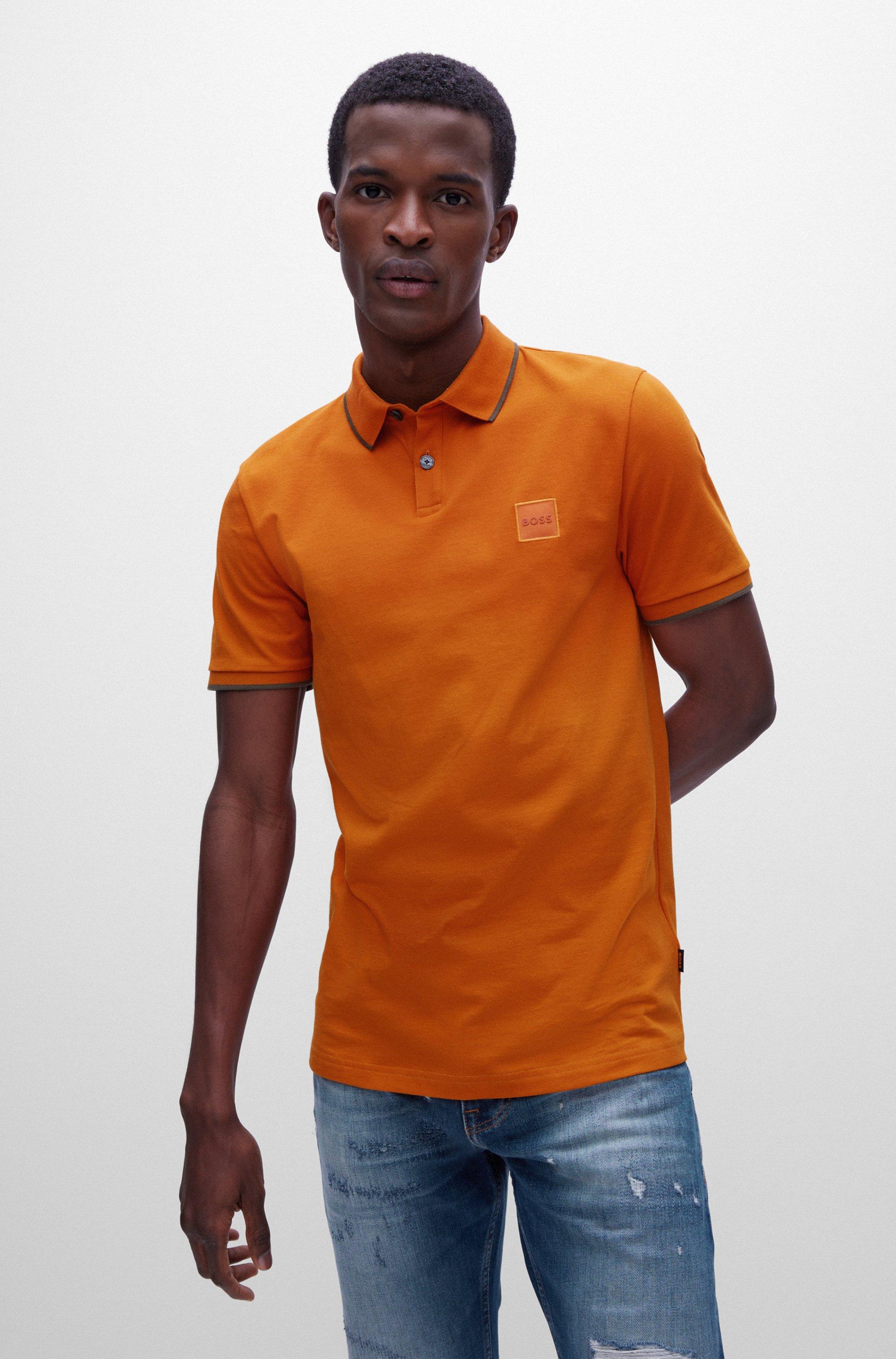 BOSS by BOSS Stretch-cotton Polo Shirt With Logo in Orange for Men | Lyst