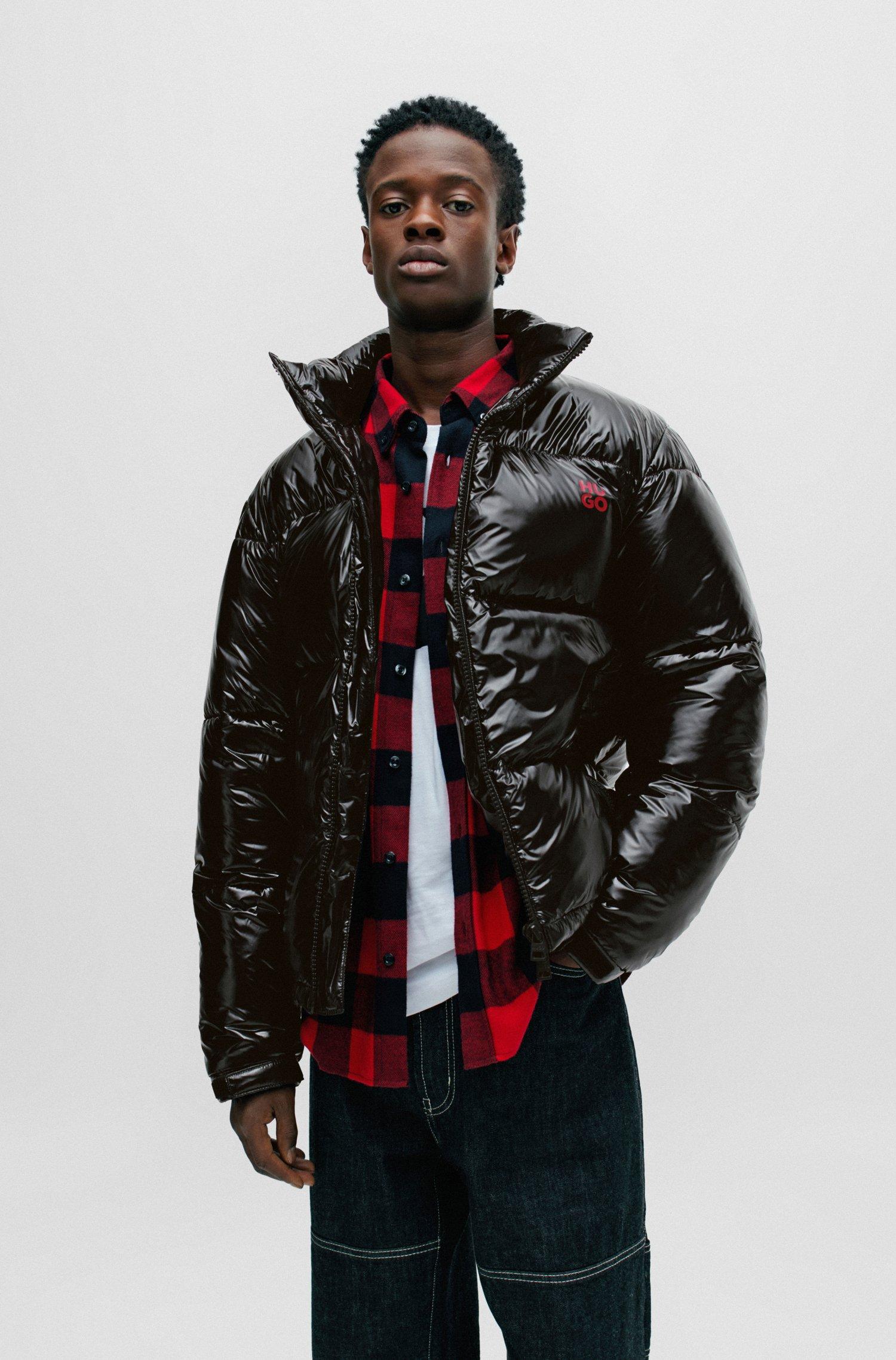 HUGO Water repellent Lacquered Puffer Jacket With Stacked Logos in