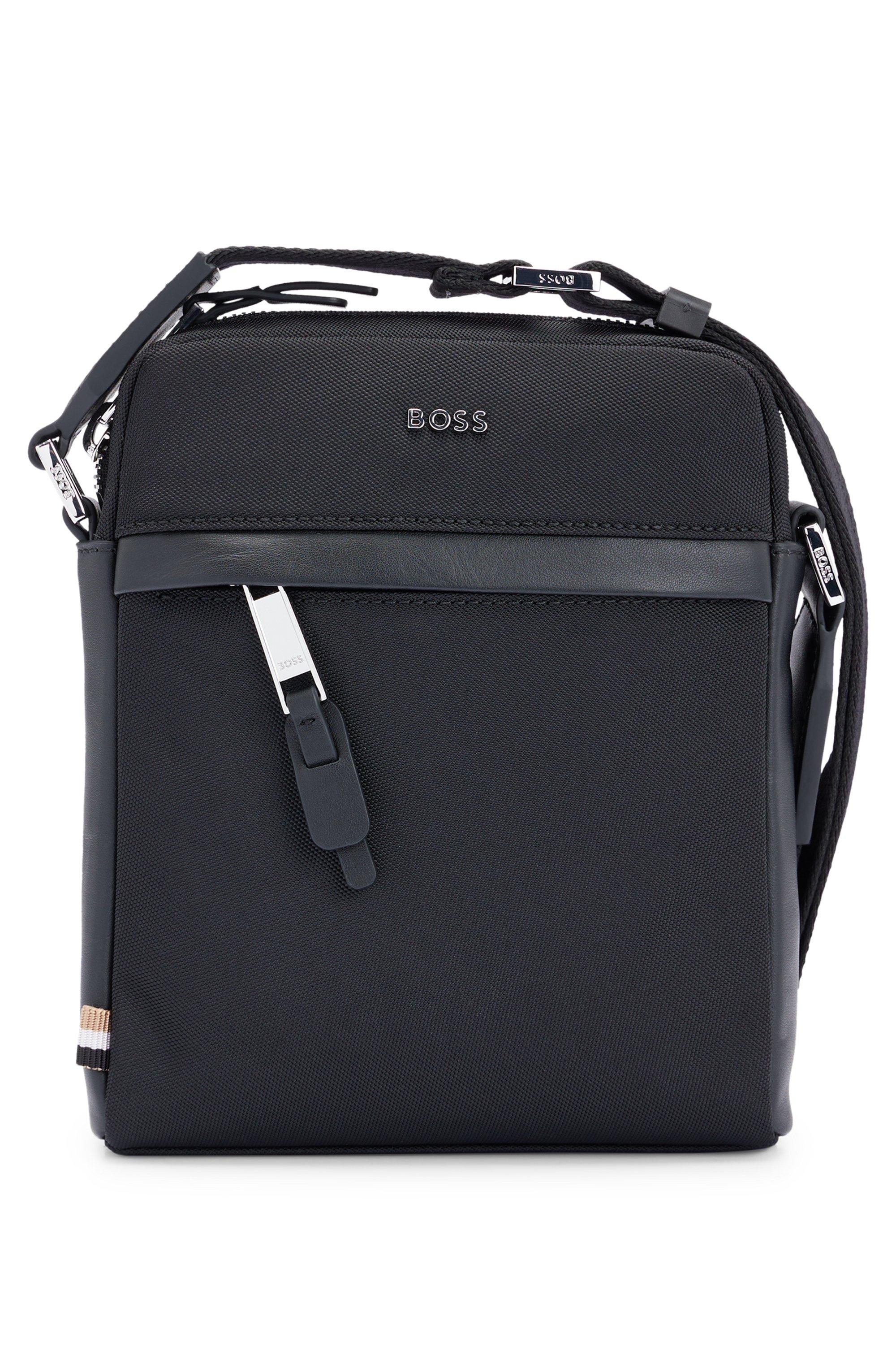 BOSS by HUGO BOSS Zipped Reporter Bag With Logo Lettering in Black for