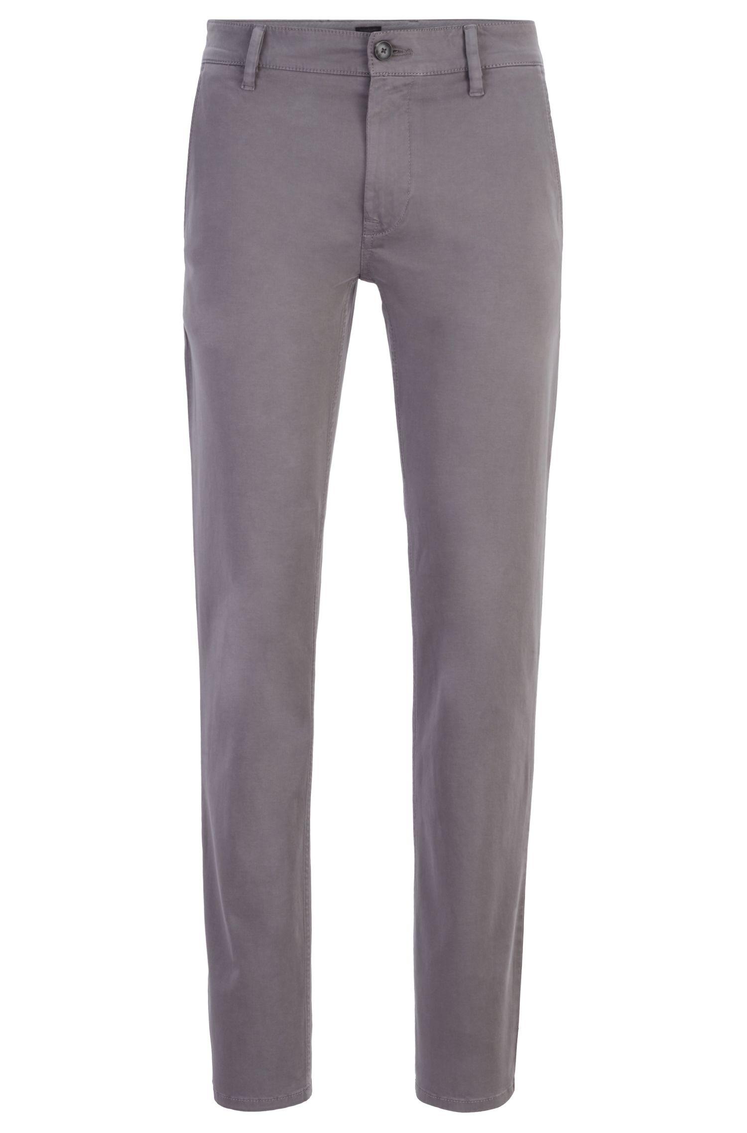 BOSS Slim-fit Casual Chinos In Brushed Stretch Cotton in Dark Grey ...