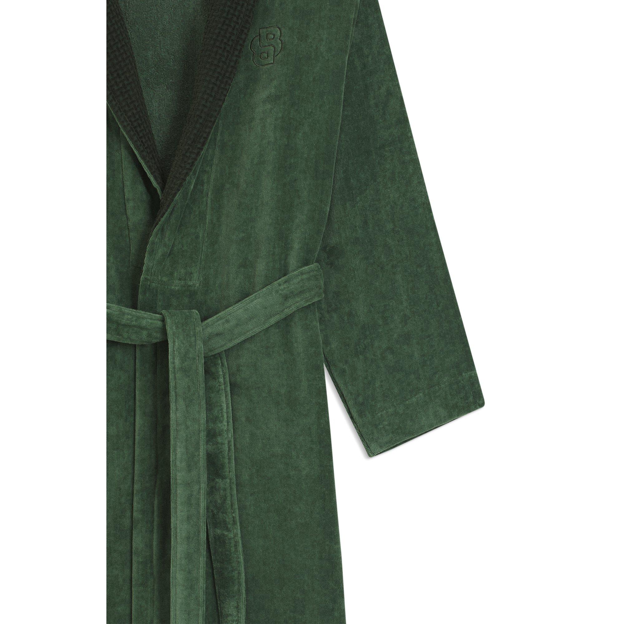 BOSS Cotton Velvet Dressing Gown With Double B Monogram in Green for Men |  Lyst UK