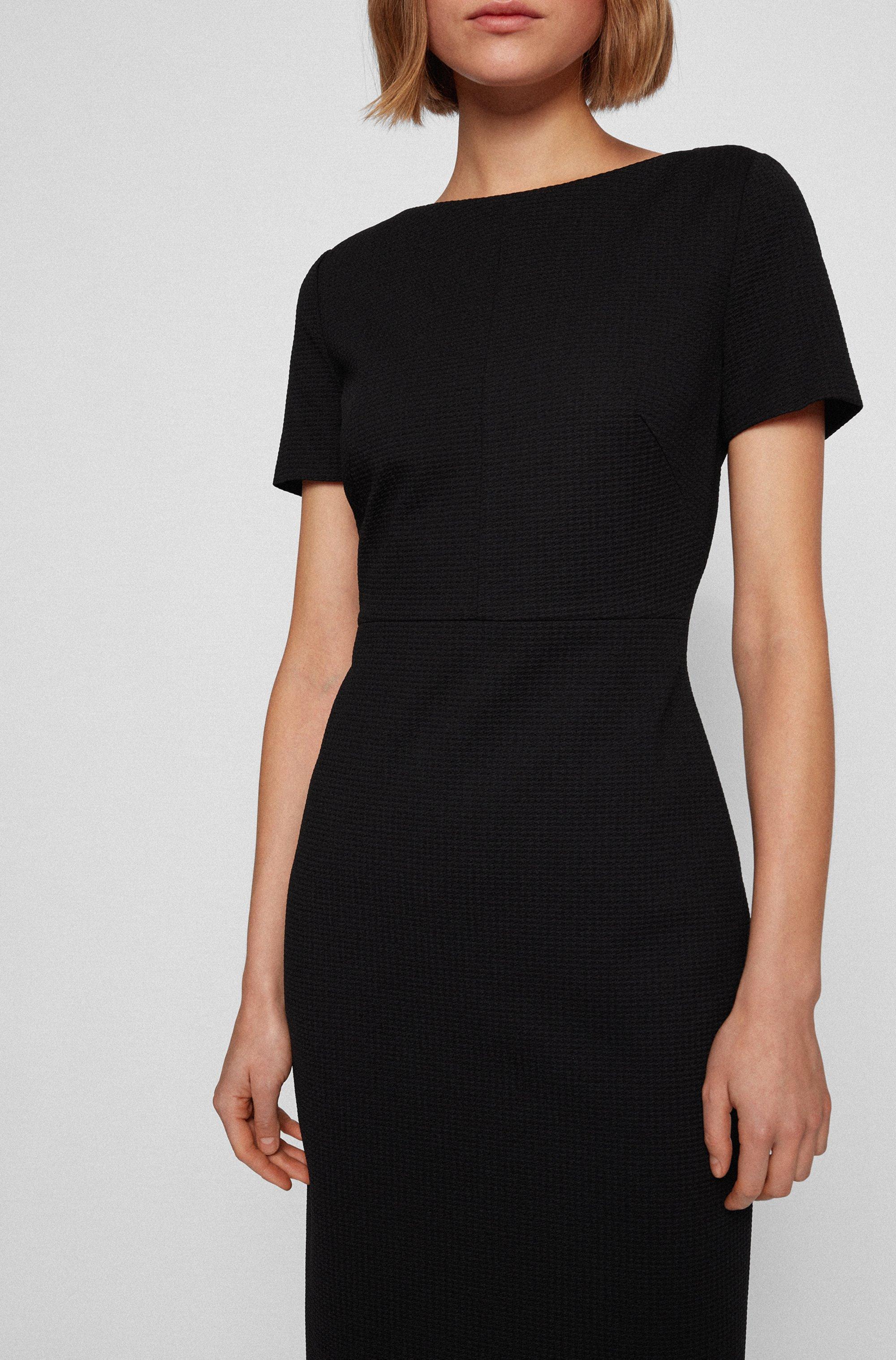 BOSS by HUGO BOSS Kleid aus Stretch-Jersey mit durchgehendem Reißverschluss  hinten in Schwarz | Lyst DE