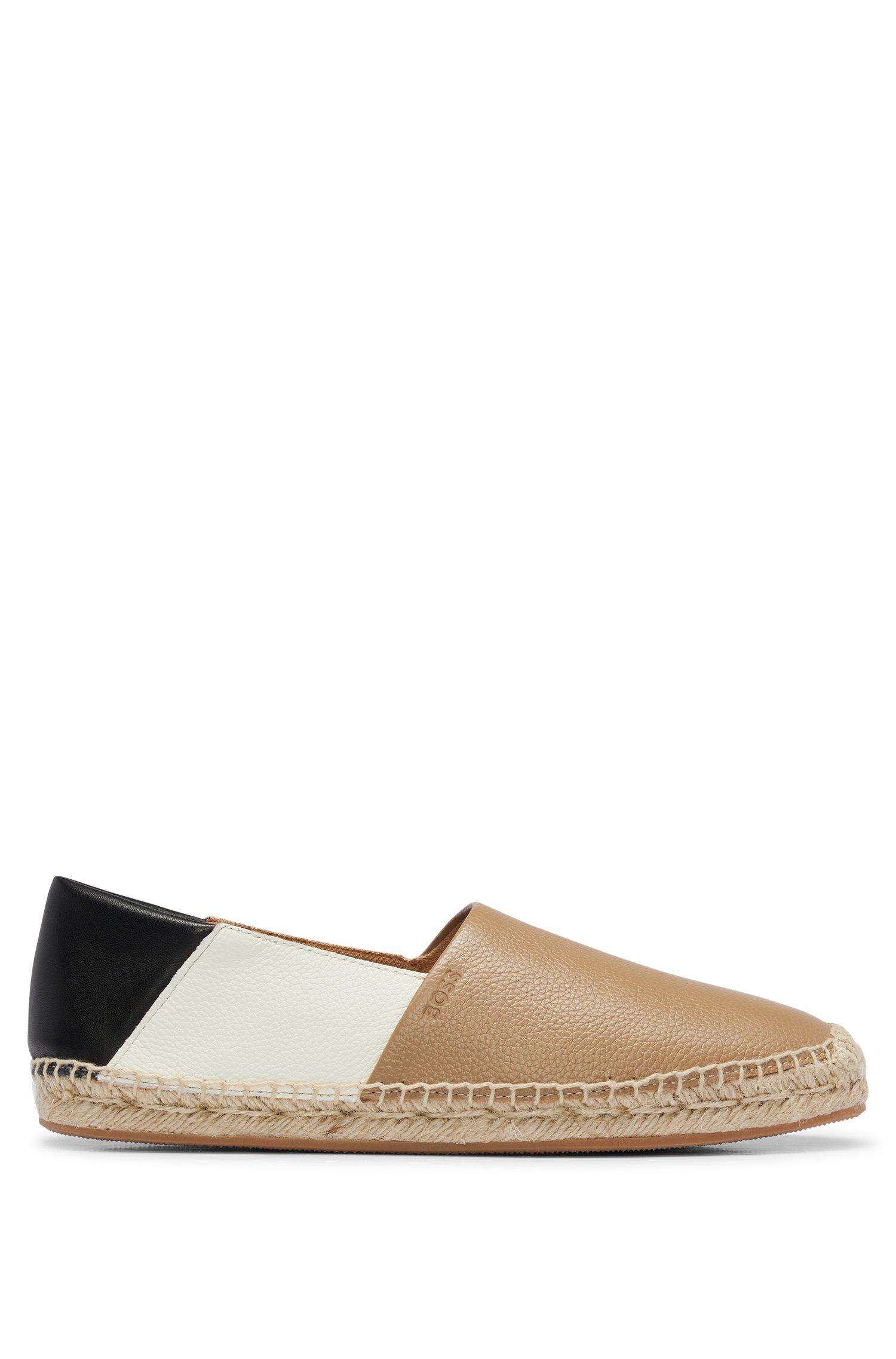 BOSS by HUGO BOSS Grained-leather Espadrilles With Signature-stripe ...