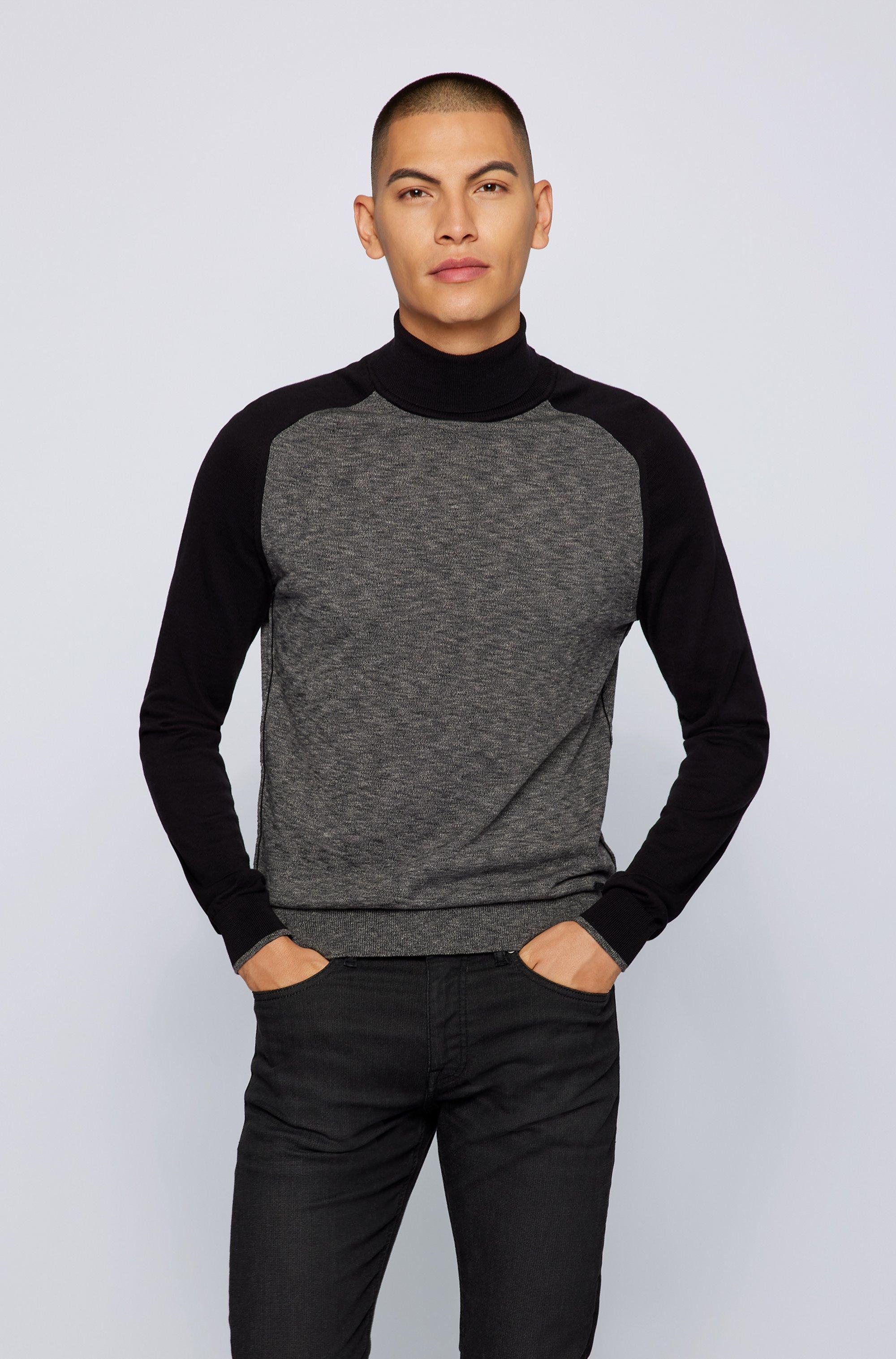 BOSS by HUGO BOSS Slim-fit Turtleneck Sweater In Lightweight Cotton in Dark  Grey (Gray) for Men | Lyst