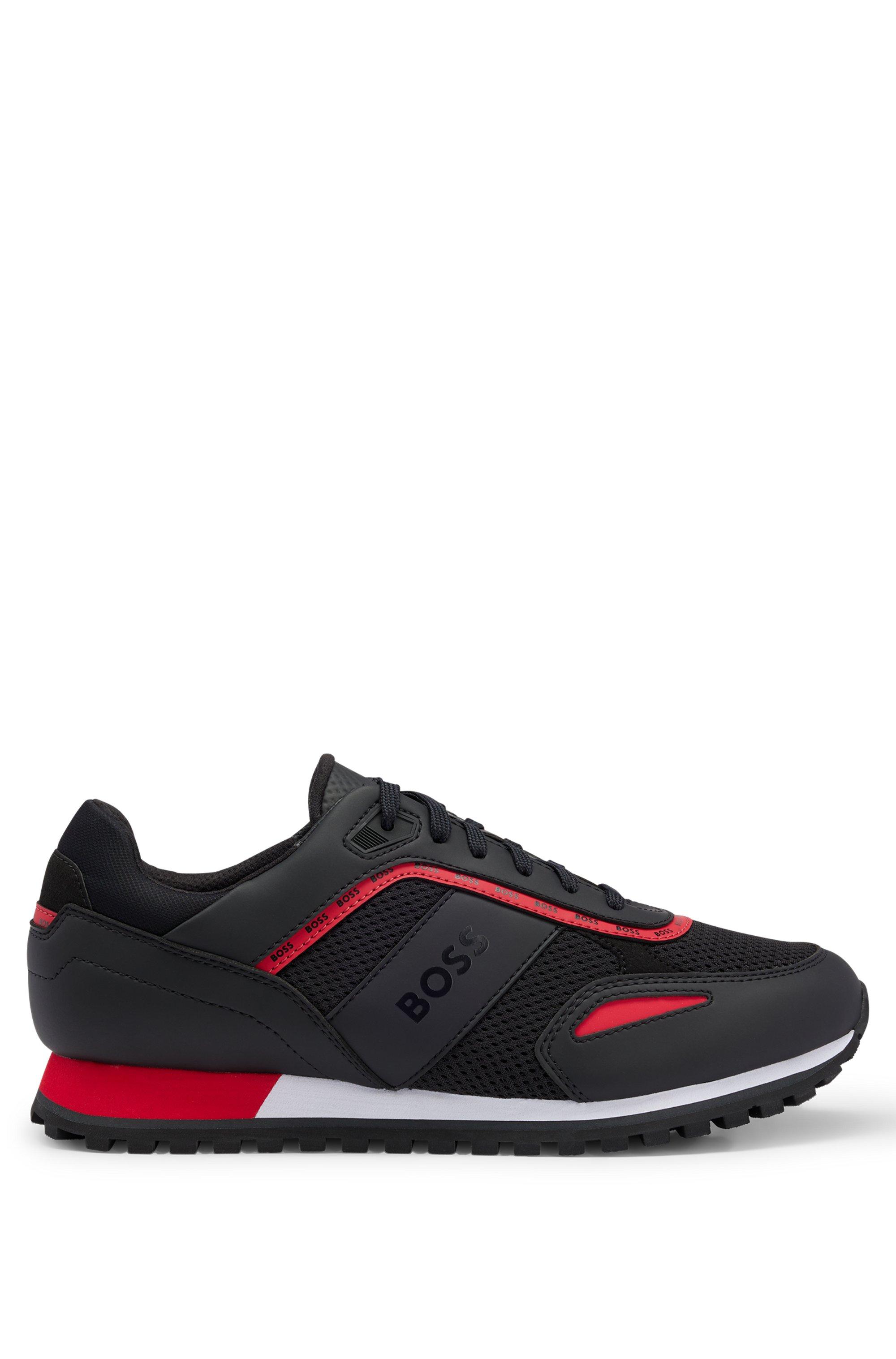 BOSS by HUGO BOSS Mixed-material Trainers With Logo Details in Black for  Men | Lyst