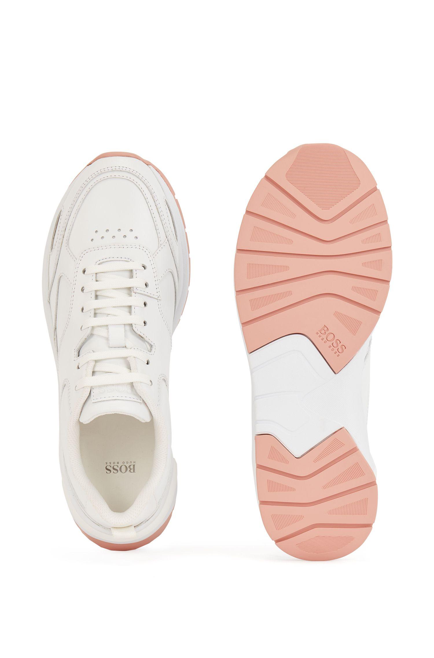 BOSS by Hugo Boss Suede Low Top Trainers In Mixed Leathers in White - Lyst