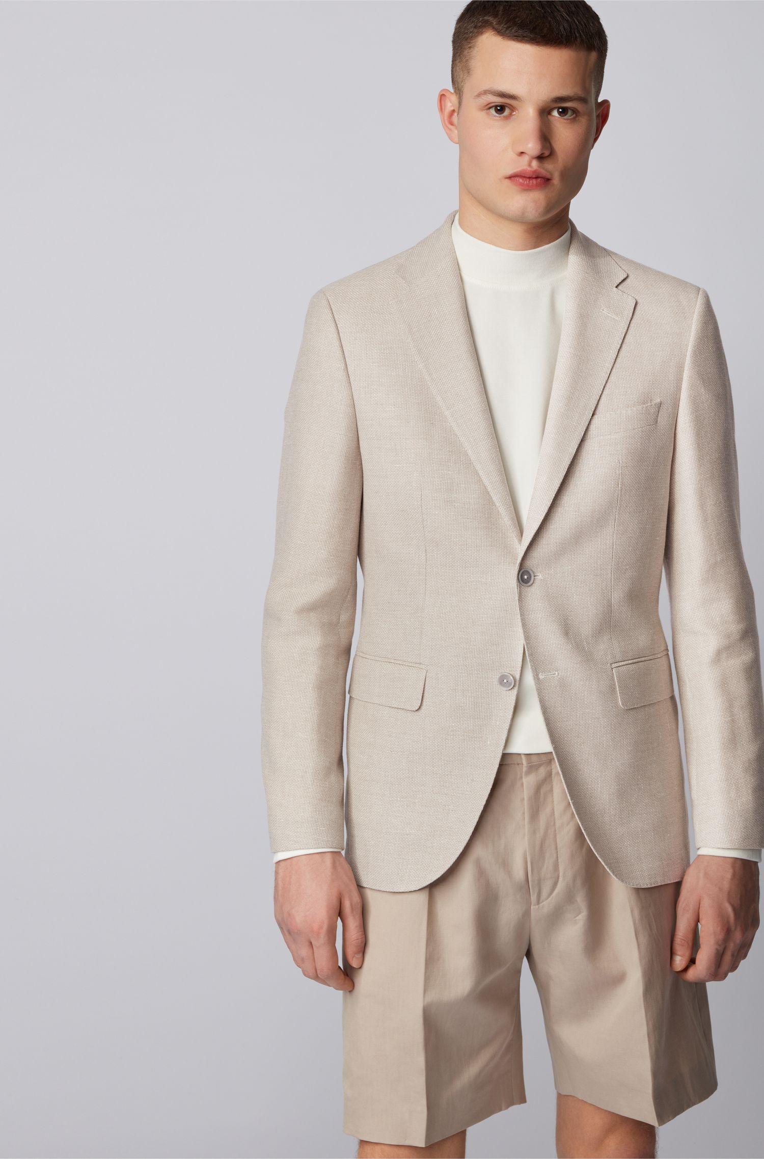BOSS by Hugo Boss Regular Fit Jacket In Virgin Wool With Linen in White ...