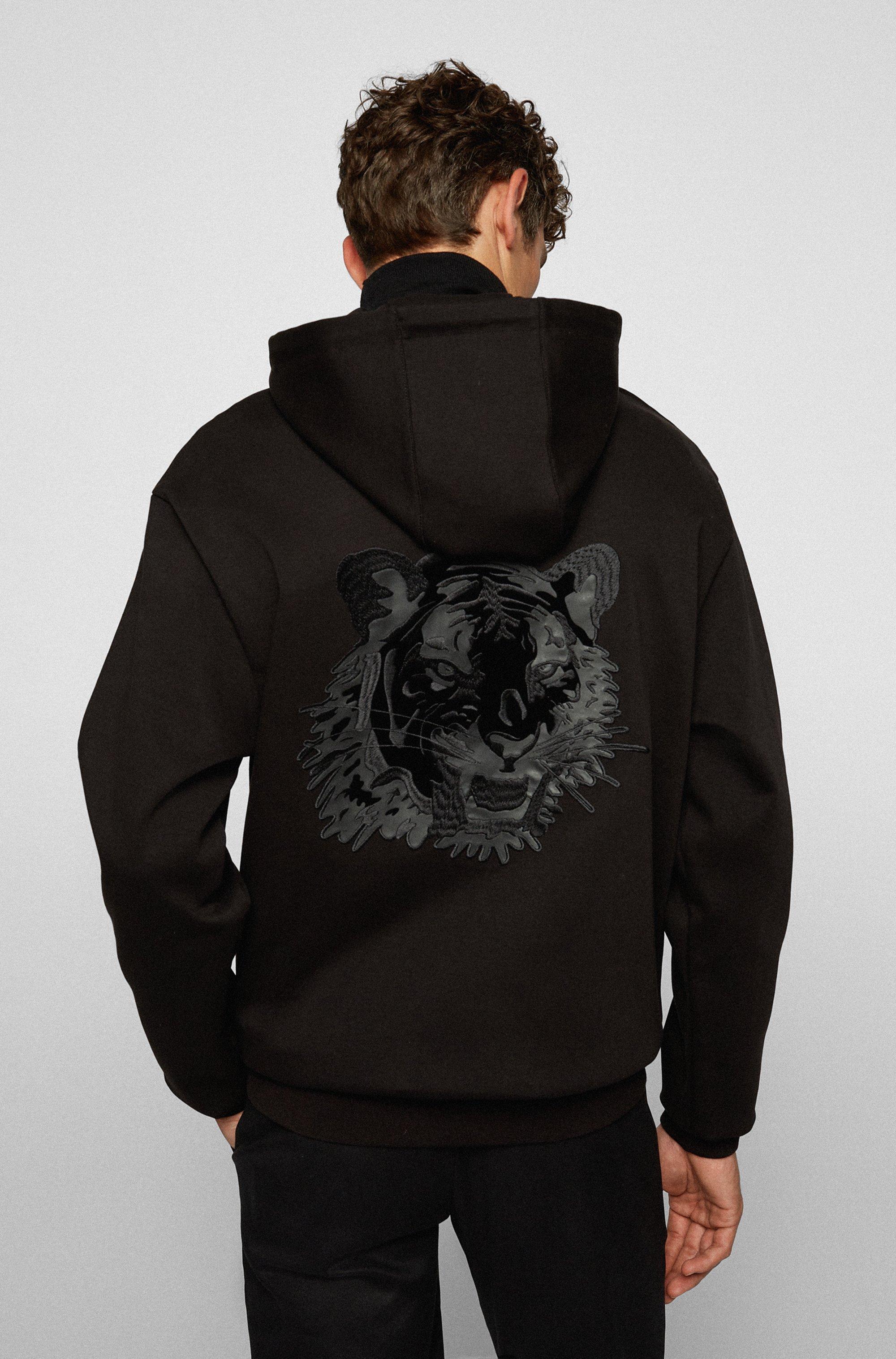 BOSS by HUGO BOSS Cotton-blend Hooded Sweatshirt With Tiger Artwork in Black  for Men | Lyst
