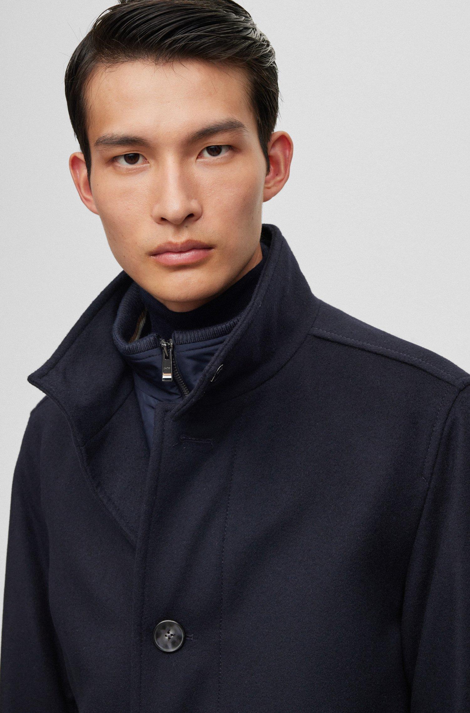 BOSS Relaxed fit Coat In Virgin Wool And Cashmere in Blue for Men Lyst UK