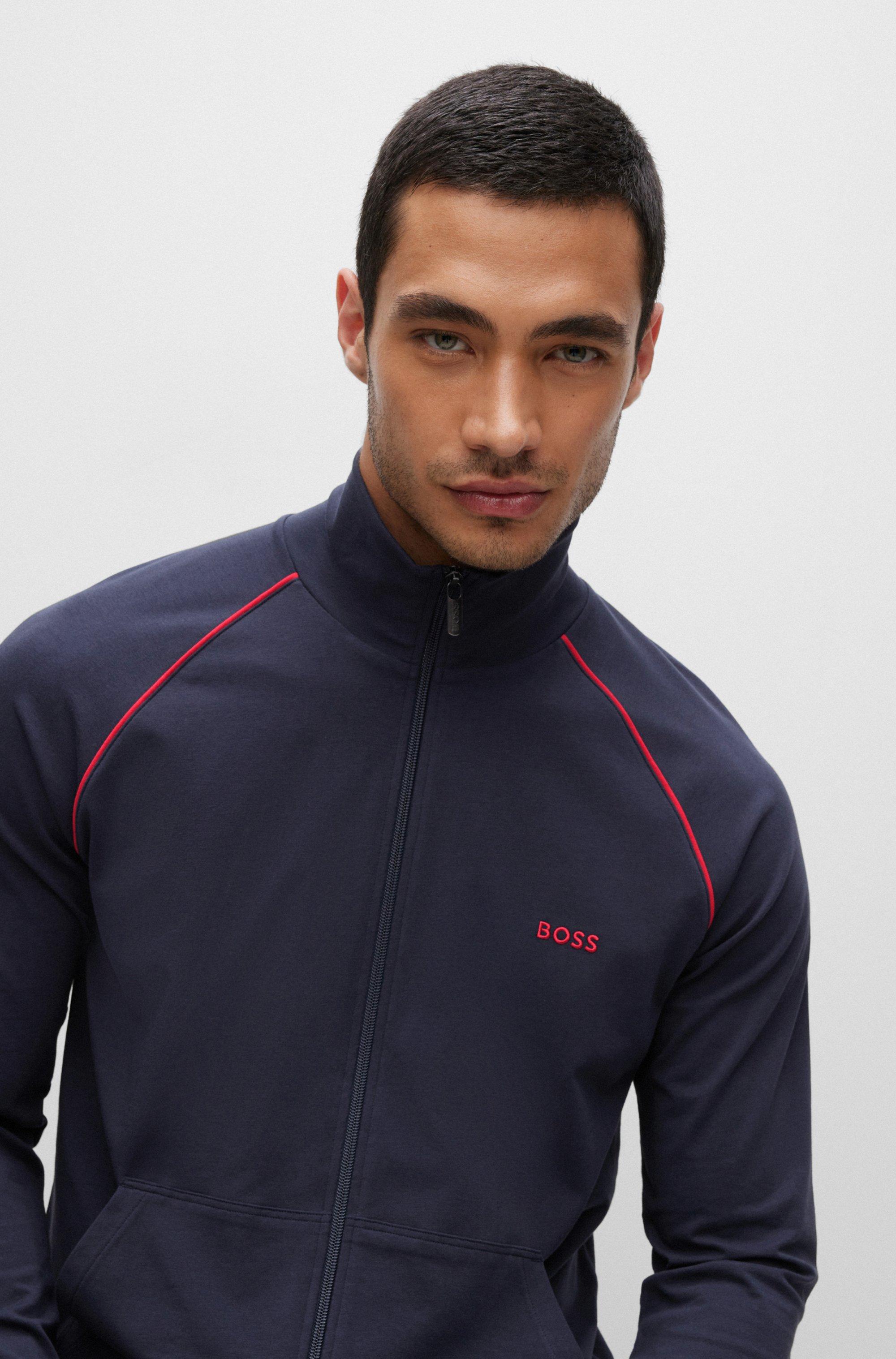 BOSS by HUGO BOSS Zip-up Loungewear Jacket In Stretch Cotton With Logo in  Blue for Men | Lyst