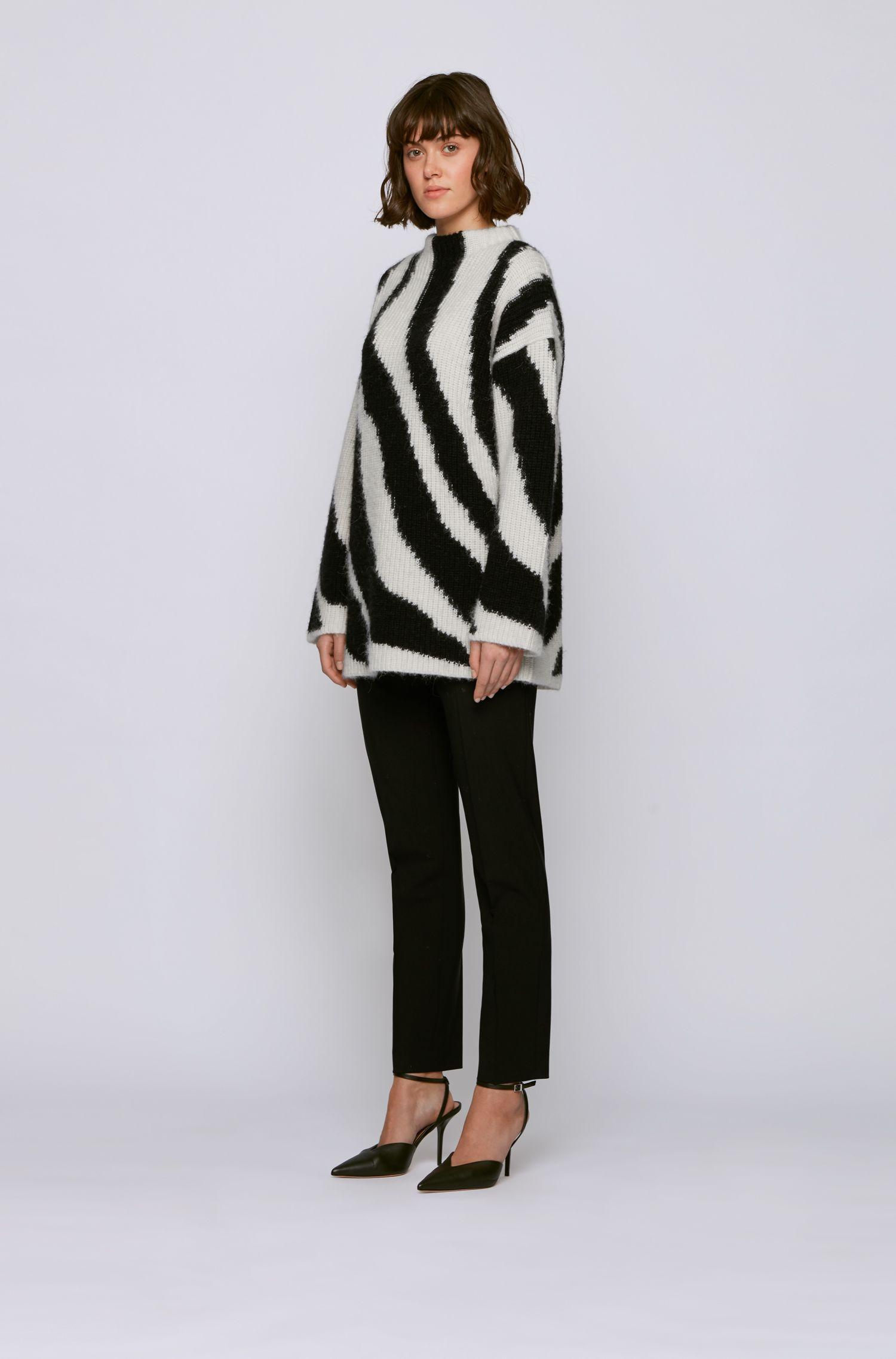 BOSS by Hugo Boss Relaxed Fit Wool Blend Sweater With Zebra Intarsia - Lyst