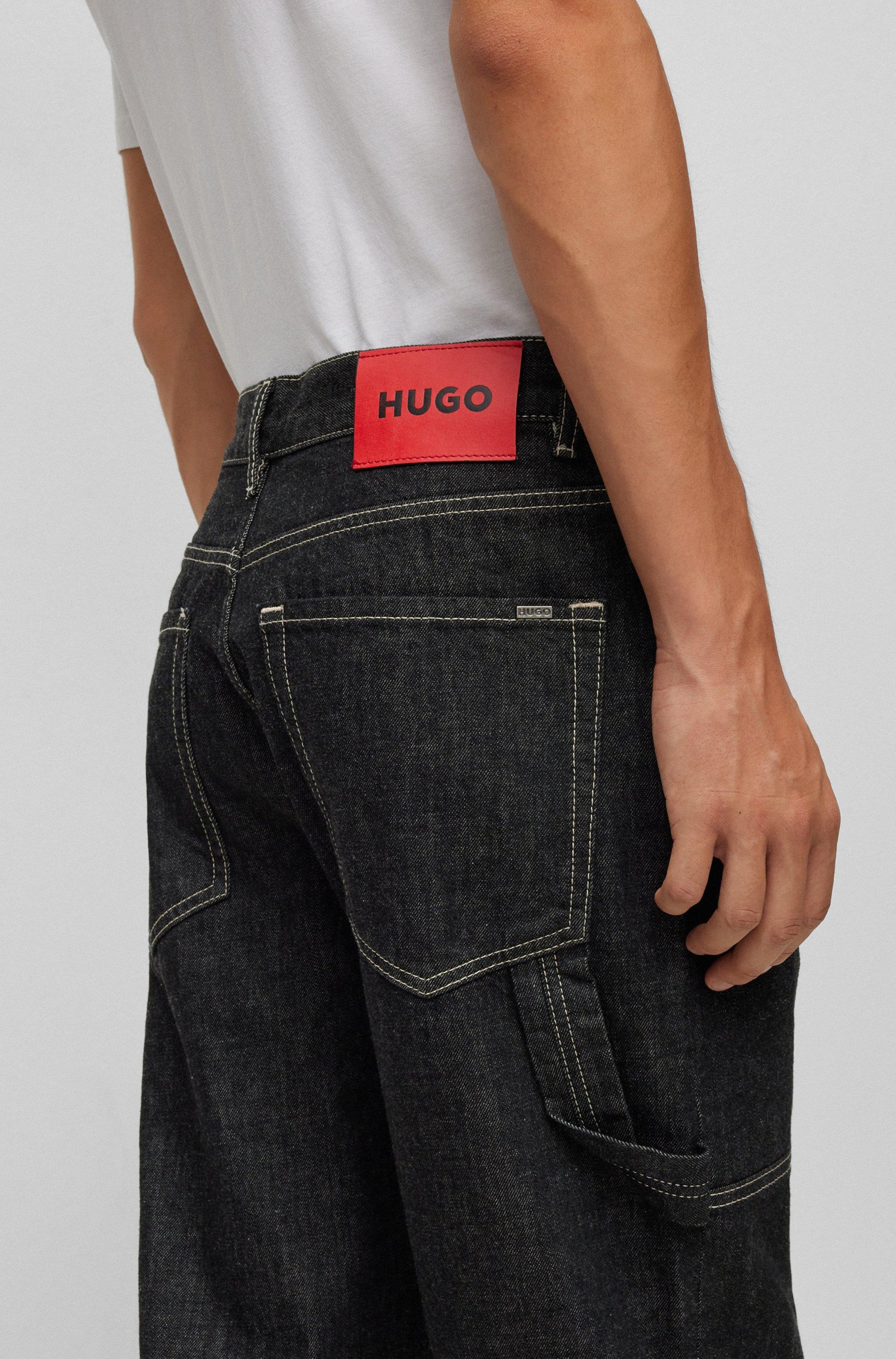 BOSS by HUGO BOSS Loose-fit Jeans In Black Japanese Rigid Denim for Men |  Lyst